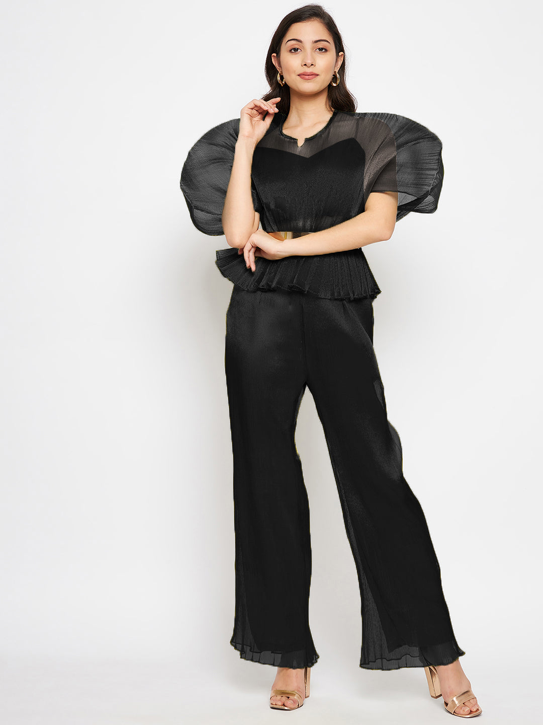 Pleated Top with Exaggerated Sleeves - Uptownie