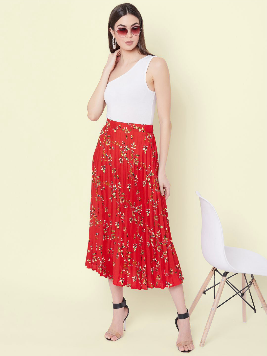 Pleated Midi Skirt - Uptownie