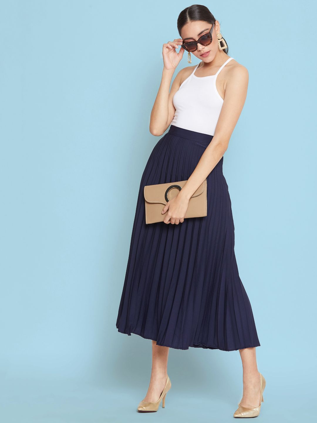 Pleated Midi Skirt - Uptownie