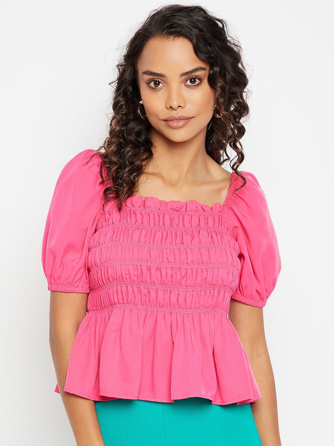 Square Neck Peplum Top - Uptownie