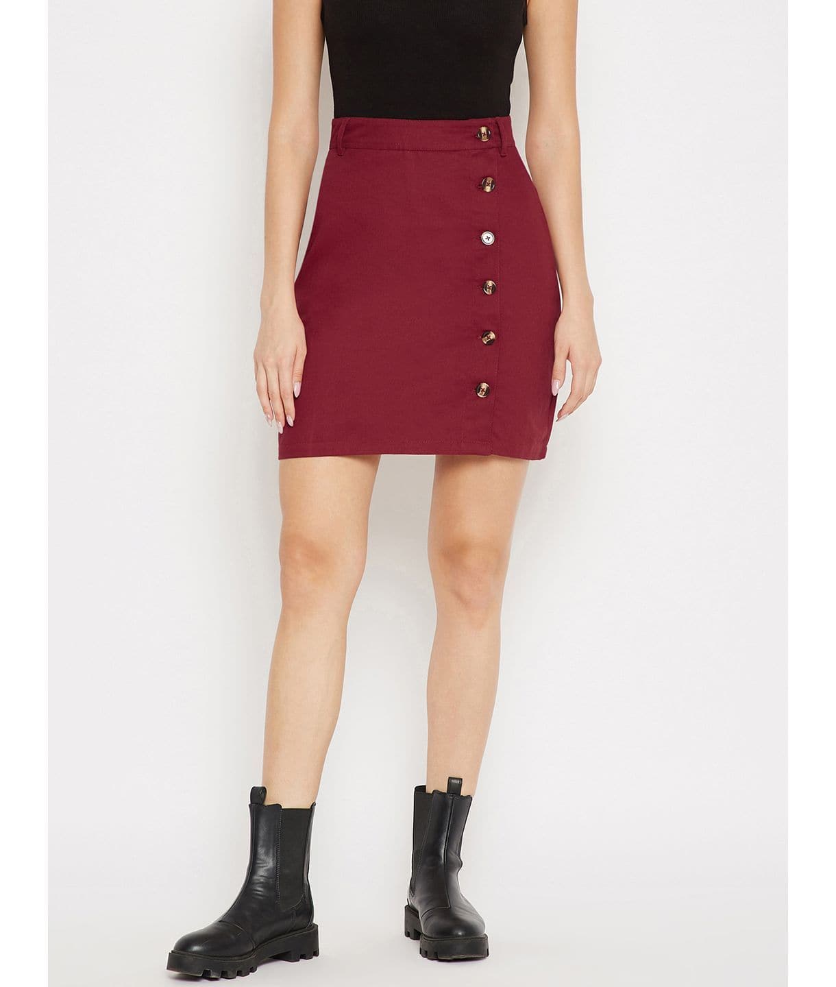 Stretchable Knee length Denim Skirt - Uptownie