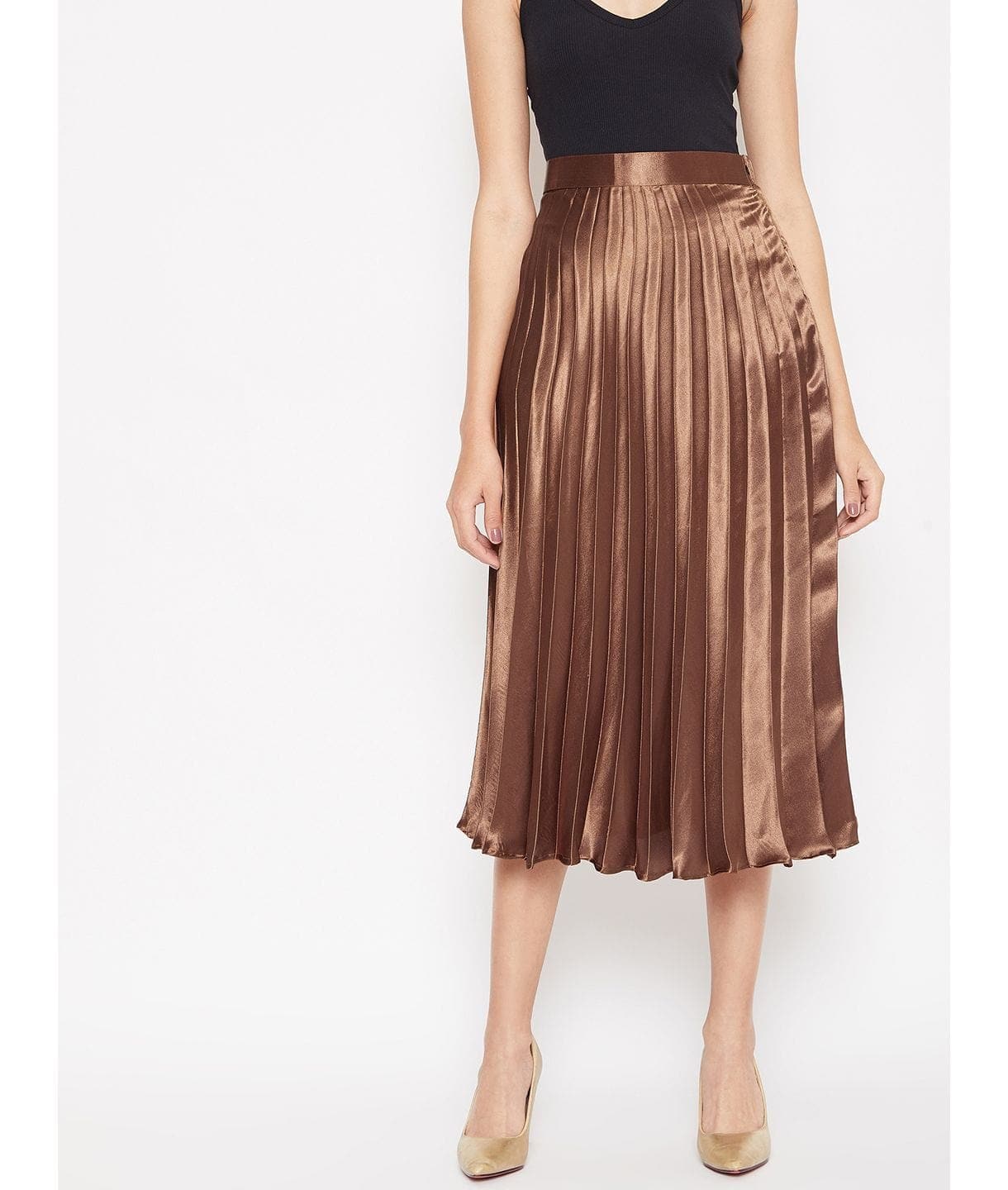 Pleated Midi Skirt - Uptownie