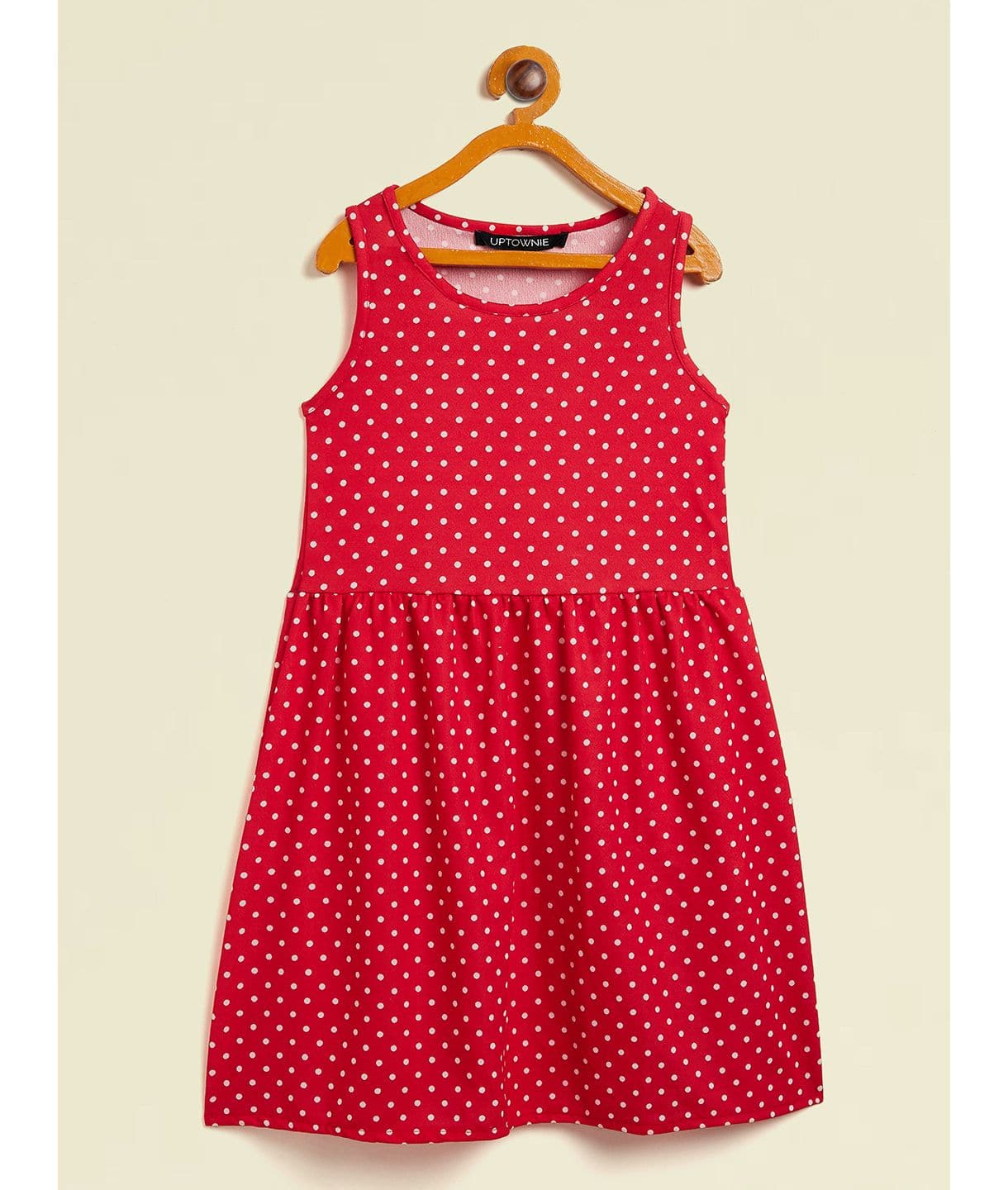 Polka Print Cotton Sleeveless Dress for Girls - Uptownie