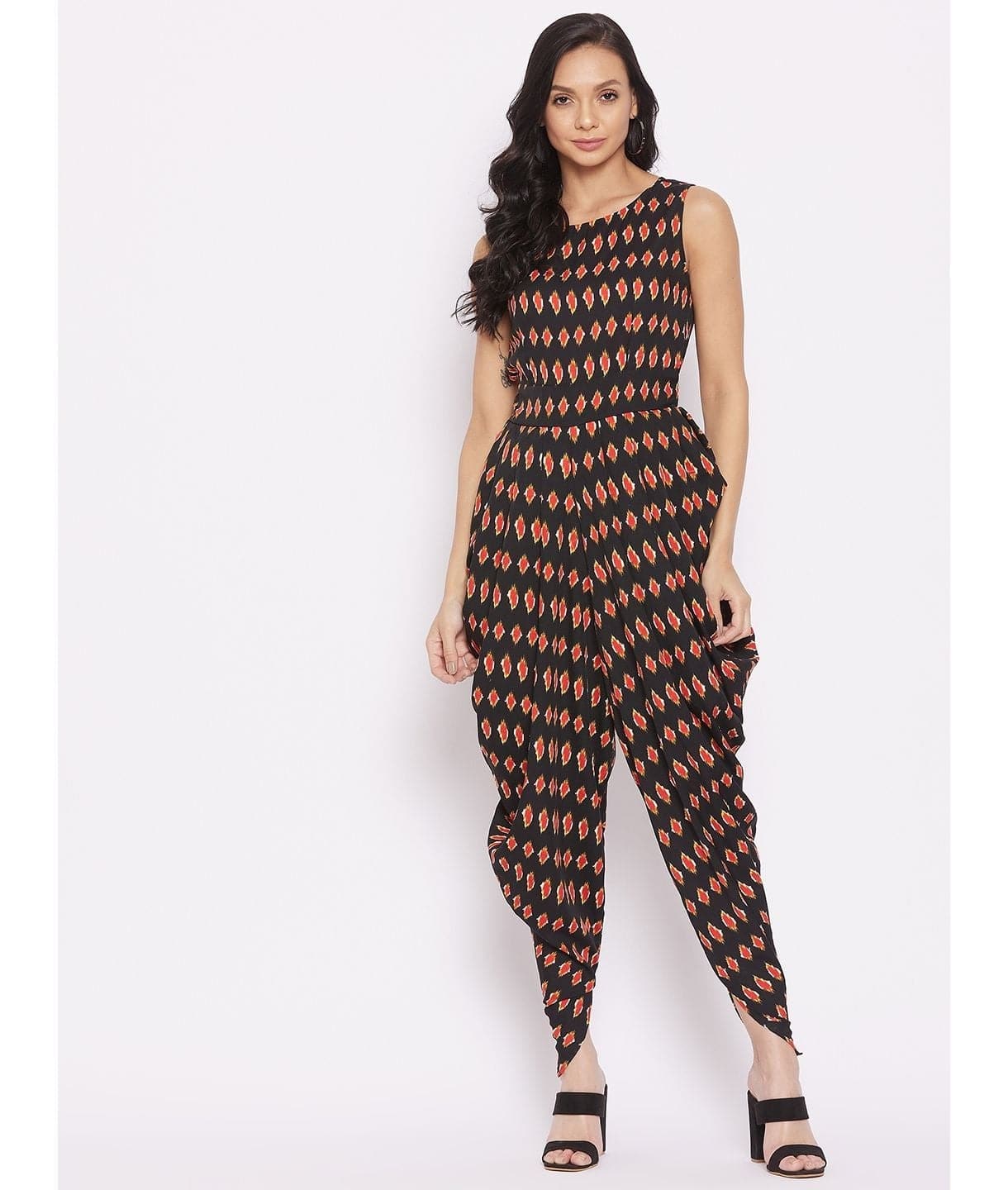 Plus Elasticated Ethnic Printed Dhoti Jumpsuit - Uptownie