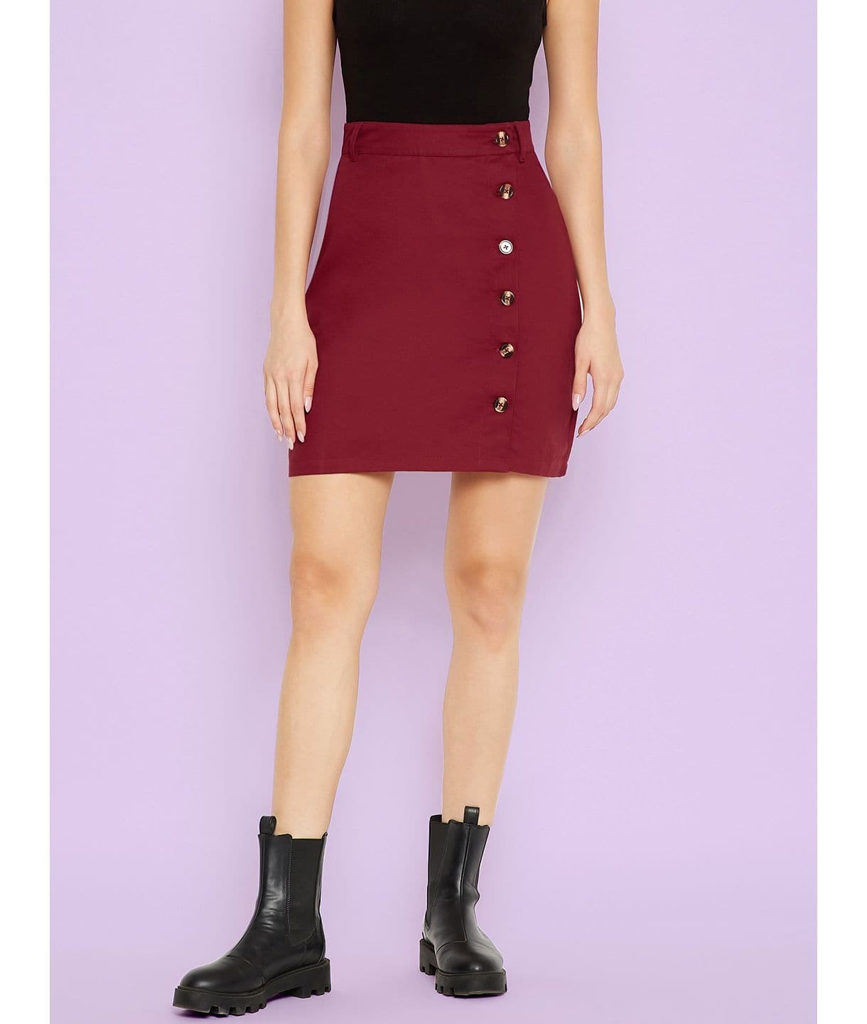 Stretchable Knee length Denim Skirt - Uptownie