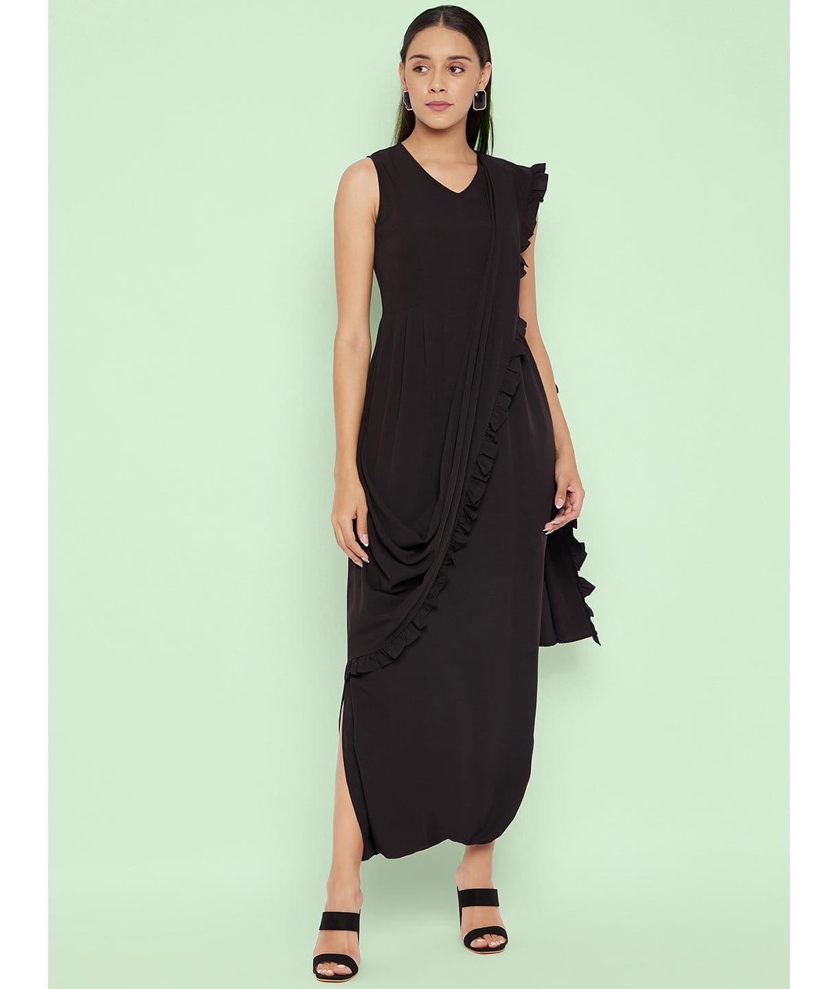 Plus Dhoti Jumpsuit with Attached Dupatta - Uptownie