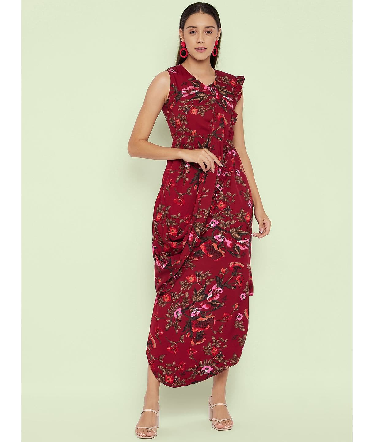 Dhoti Jumpsuit with Attached Dupatta - Uptownie