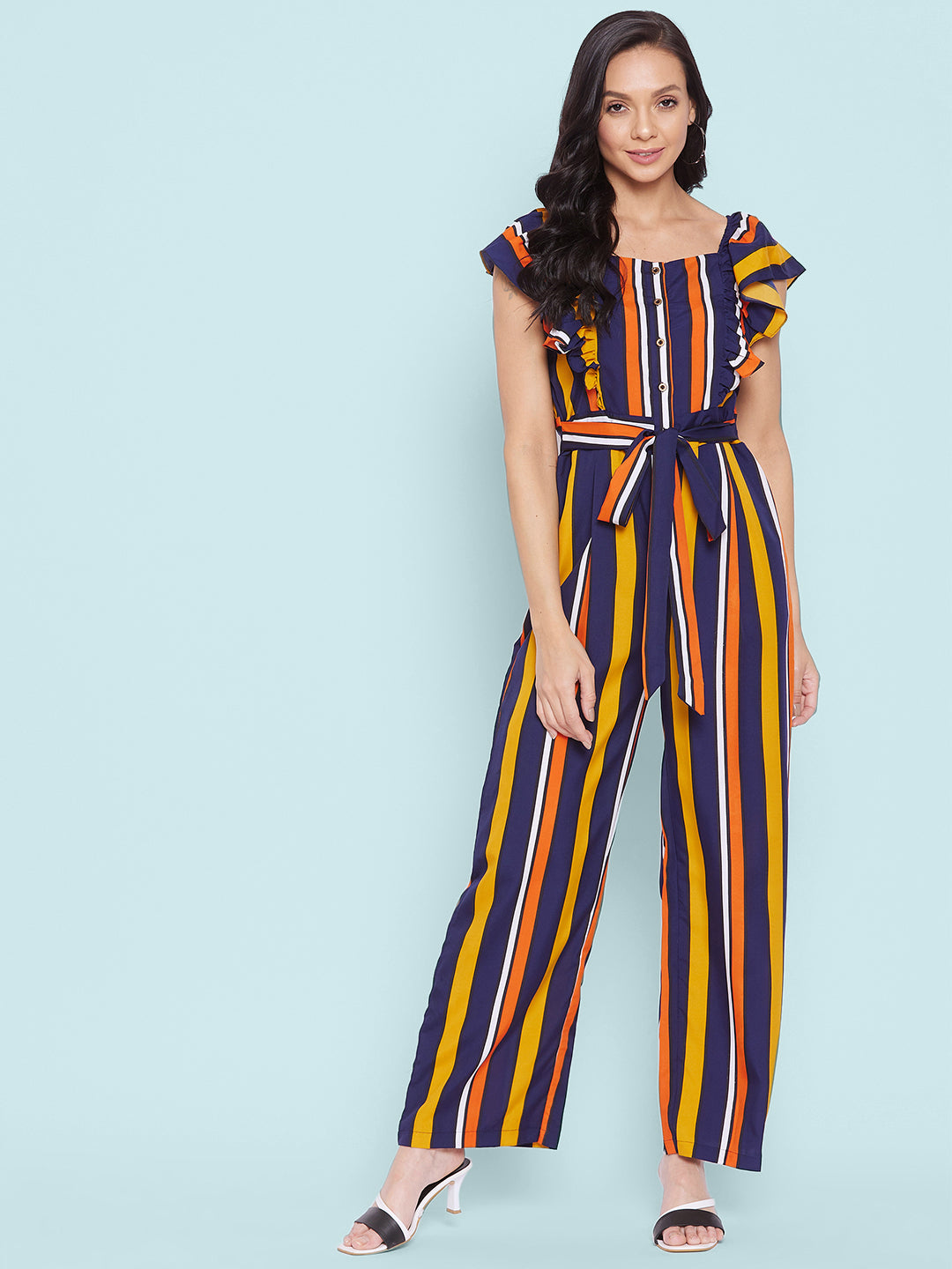 Short Ruffle Sleeved Jumpsuit - Uptownie