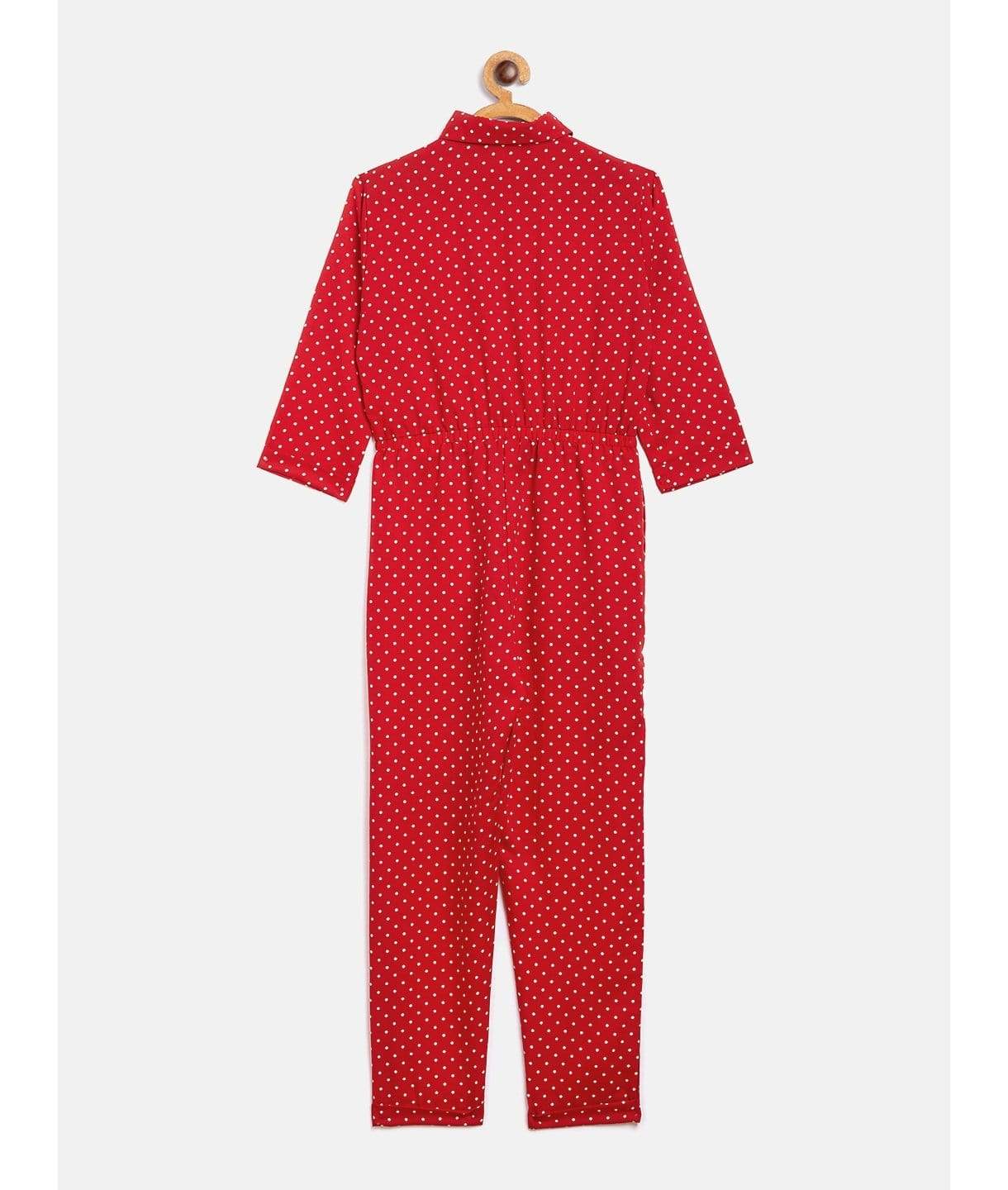 Polka Roll-up Jumpsuit for Girls - Uptownie