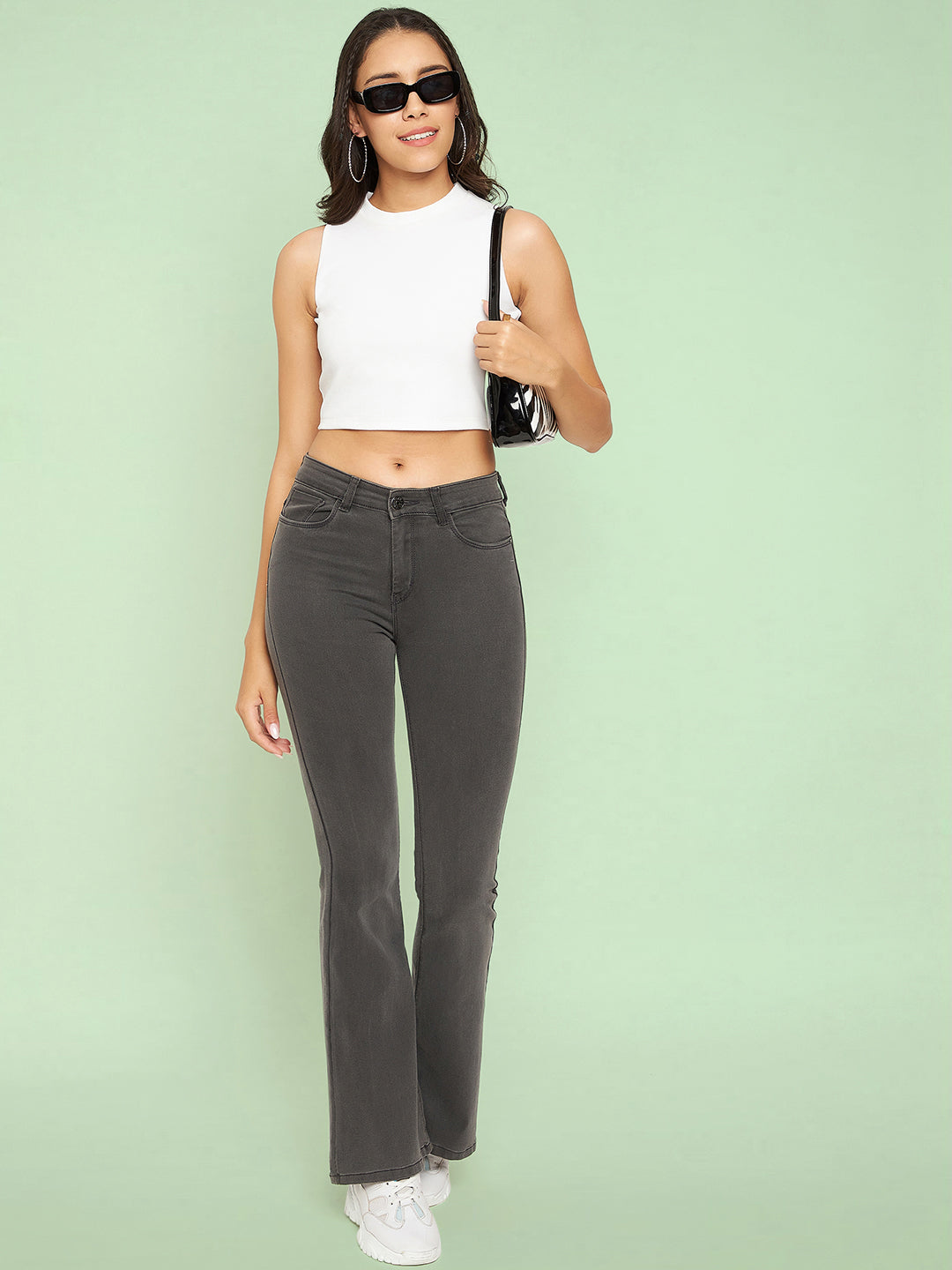 Cotton Stretchable High Neck Crop Top - Uptownie