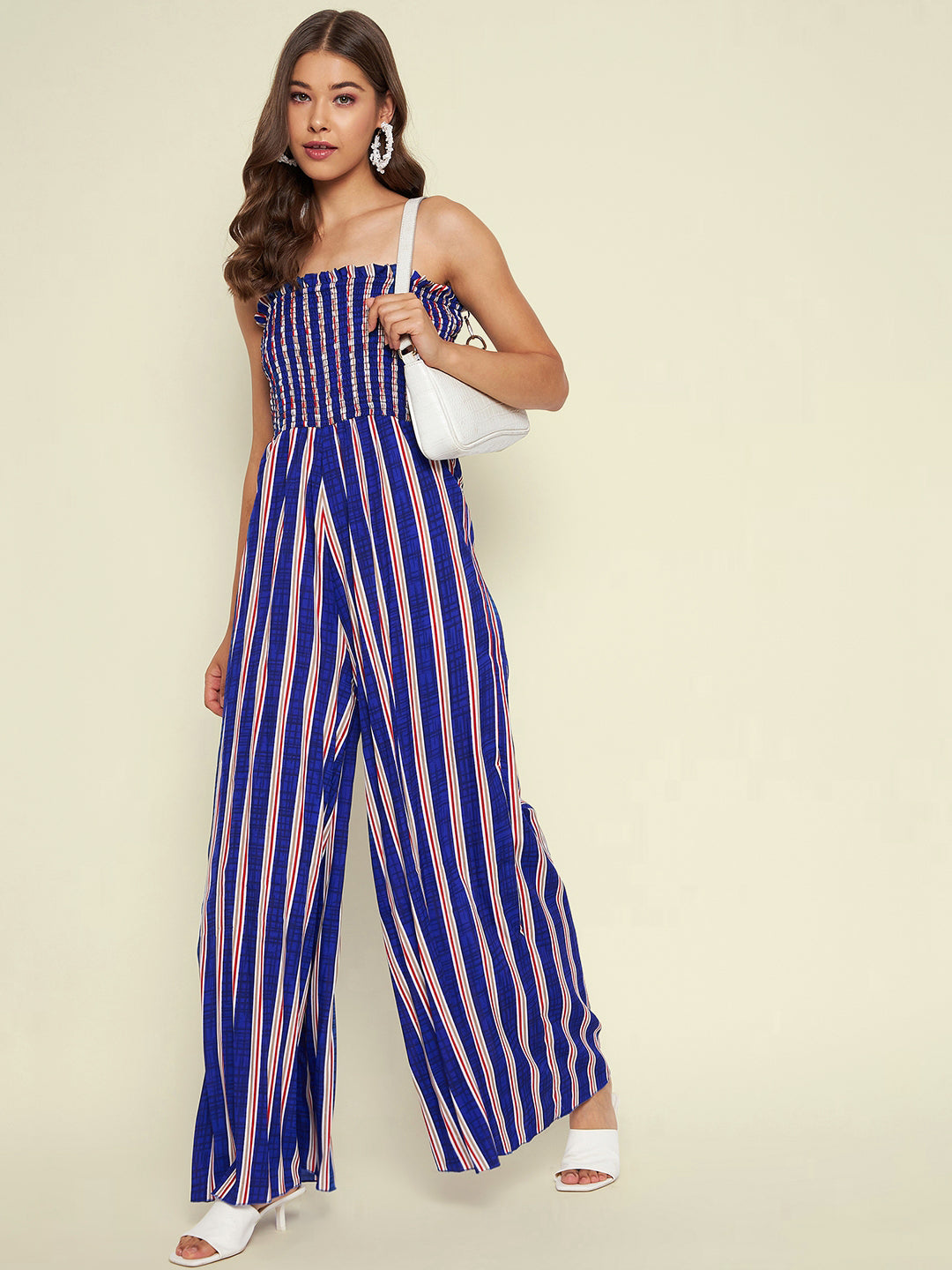 Smocked Strapless Maxi Jumpsuit - Uptownie