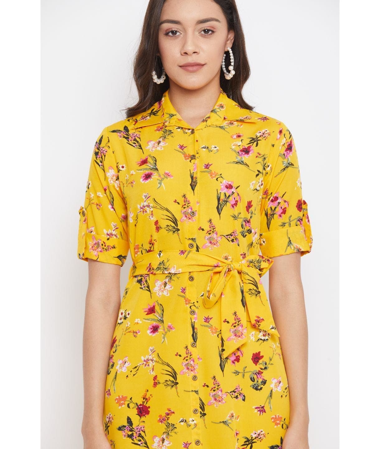 Collar Buttoned Down Shirt Maxi Dress - Uptownie