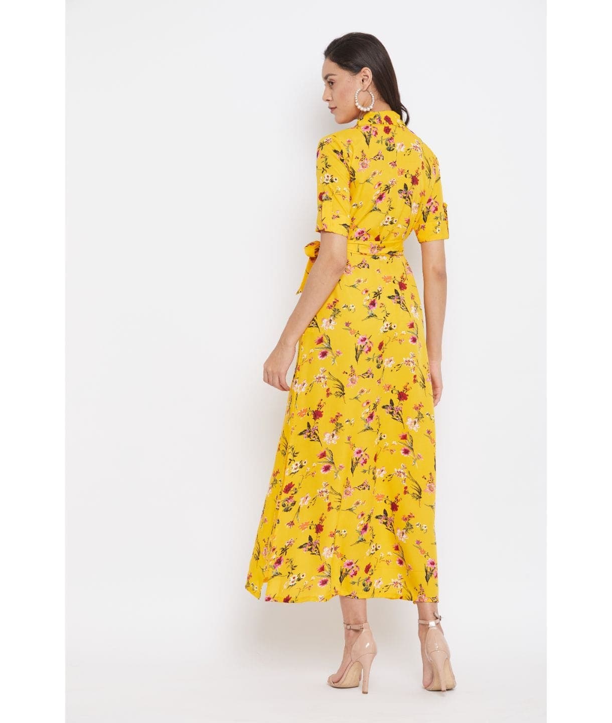 Collar Buttoned Down Shirt Maxi Dress - Uptownie