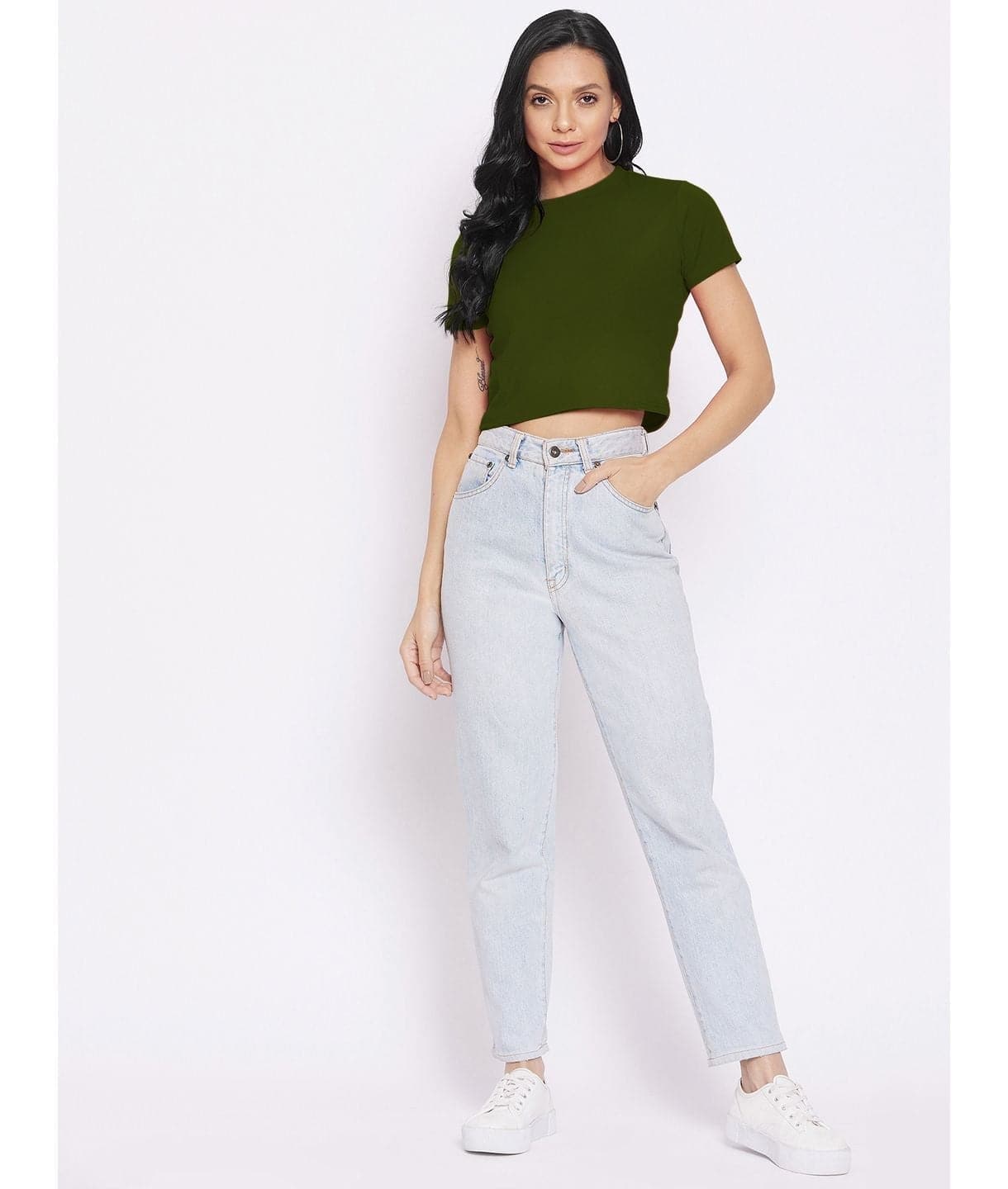 Solid Cotton Stretchable Crop Top - Uptownie