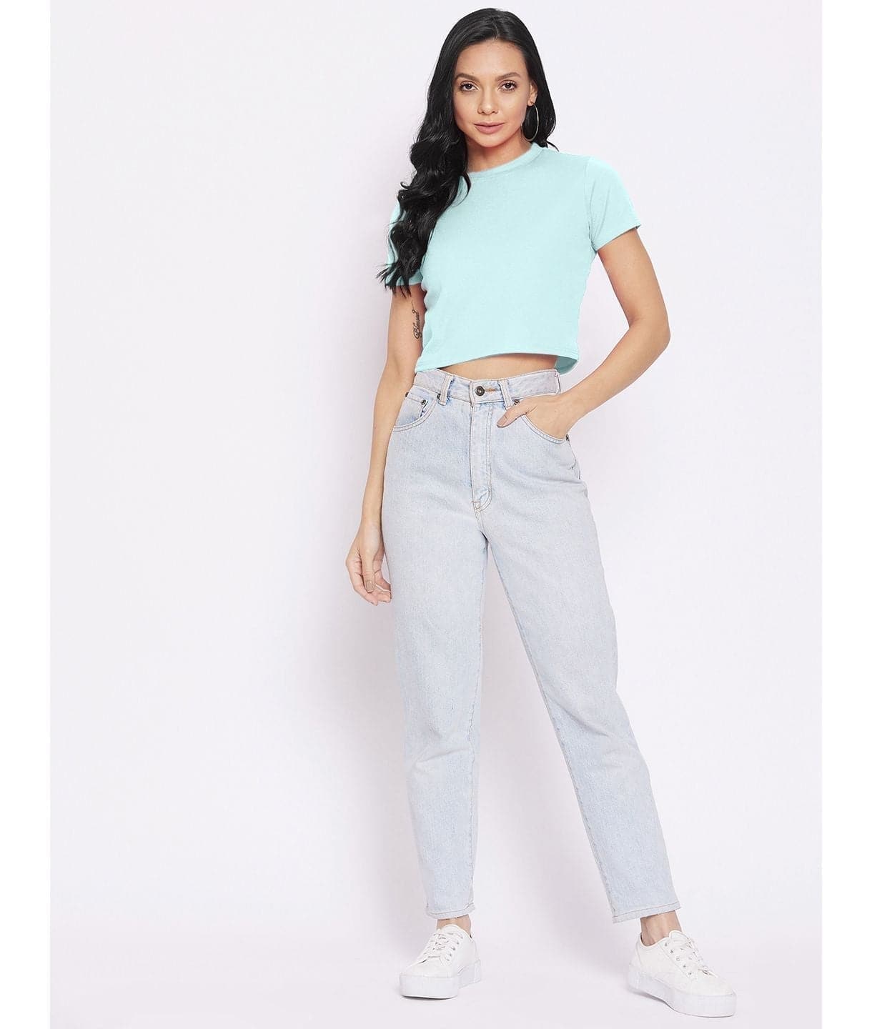Solid Cotton Stretchable Crop Top - Uptownie