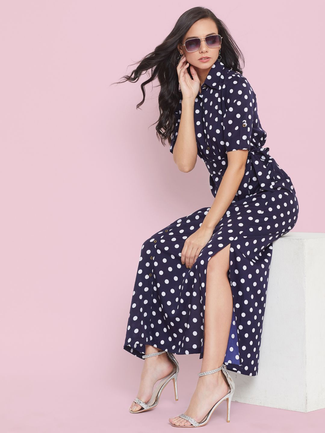 Collar Buttoned Down Shirt Maxi Dress - Uptownie