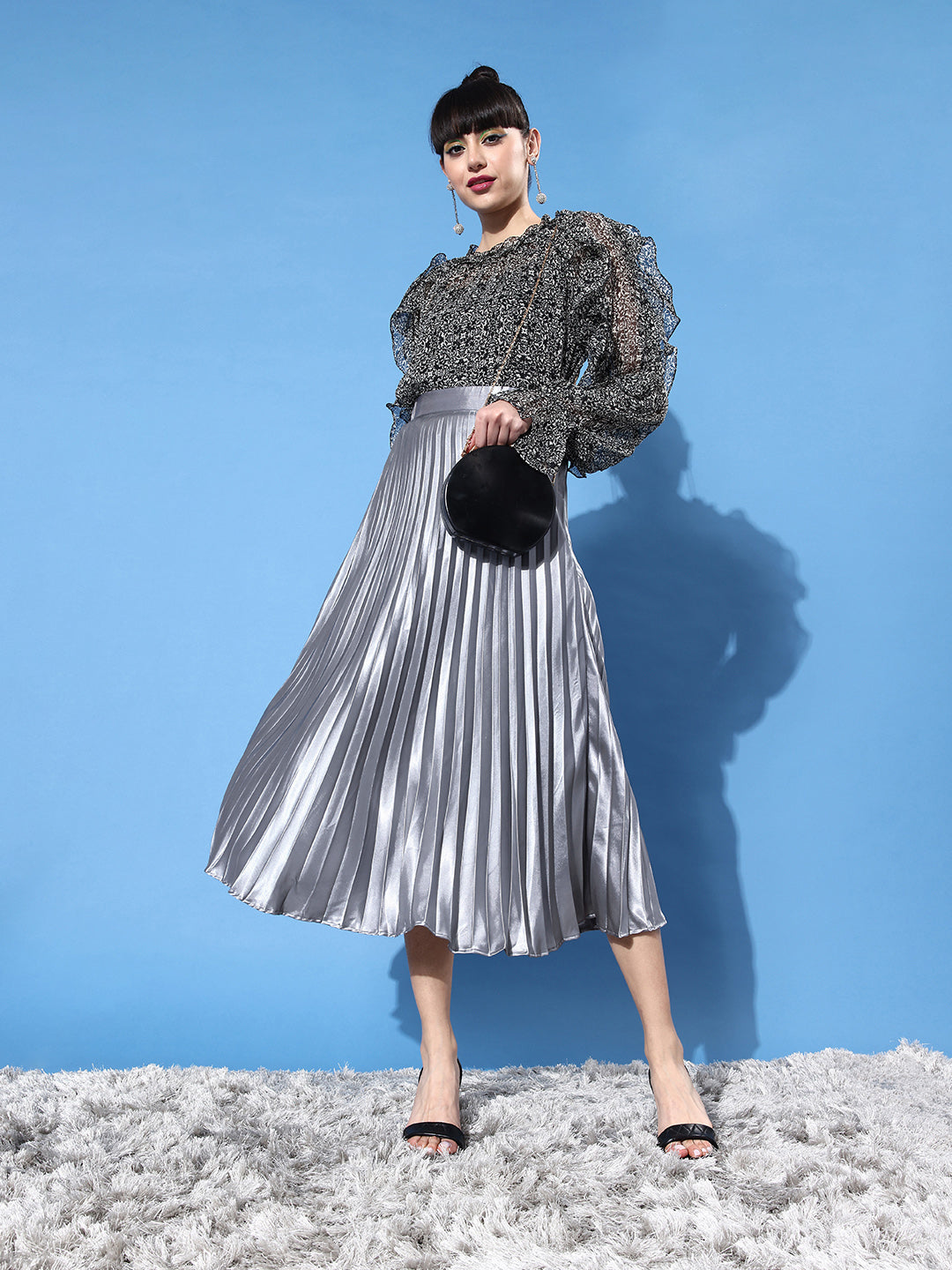 Pleated Midi Skirt - Uptownie
