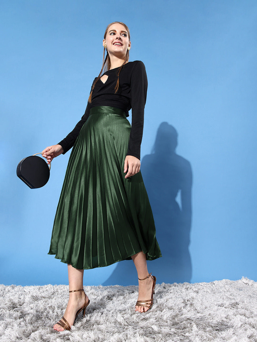 Pleated Midi Skirt - Uptownie