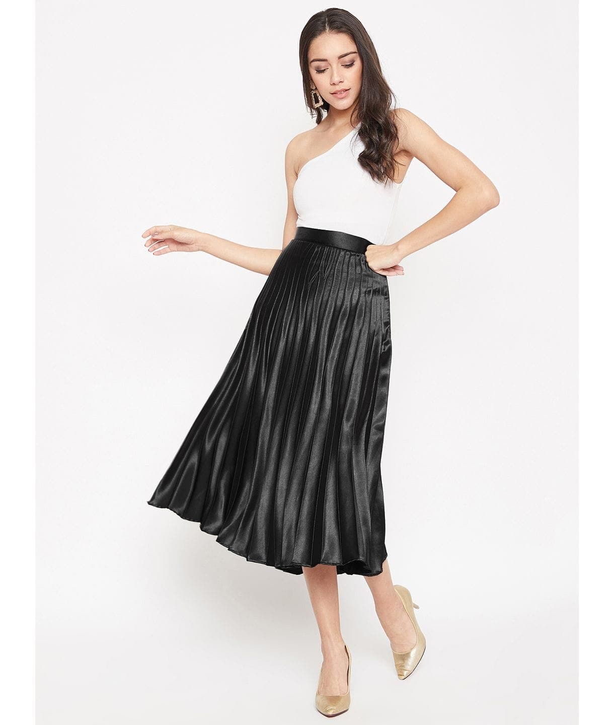Pleated Midi Skirt - Uptownie