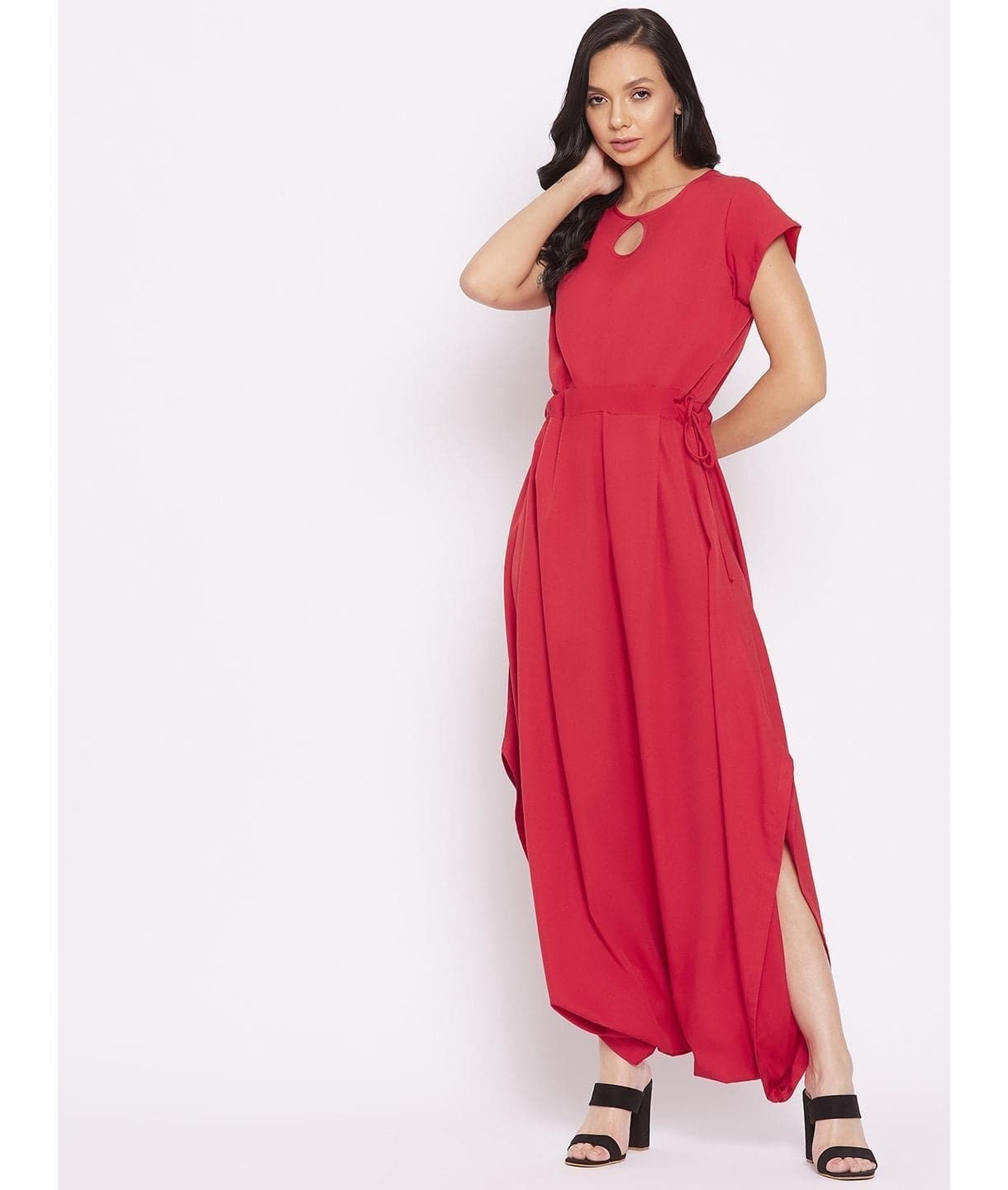 Plus Solid Cutout Dhoti Jumpsuit - Uptownie