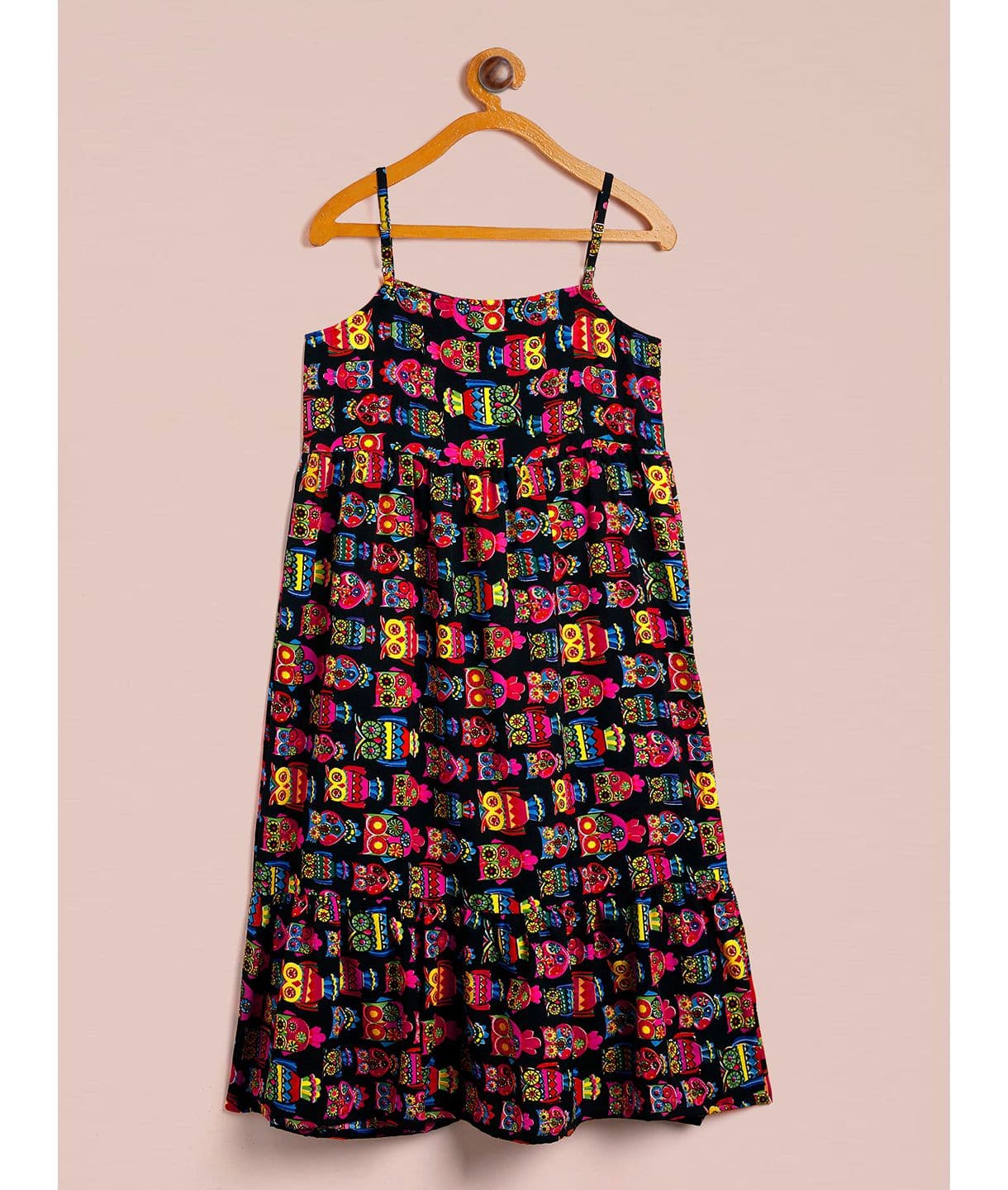 Owl Printed Thin Strap Sleeveless Dress for Girls - Uptownie