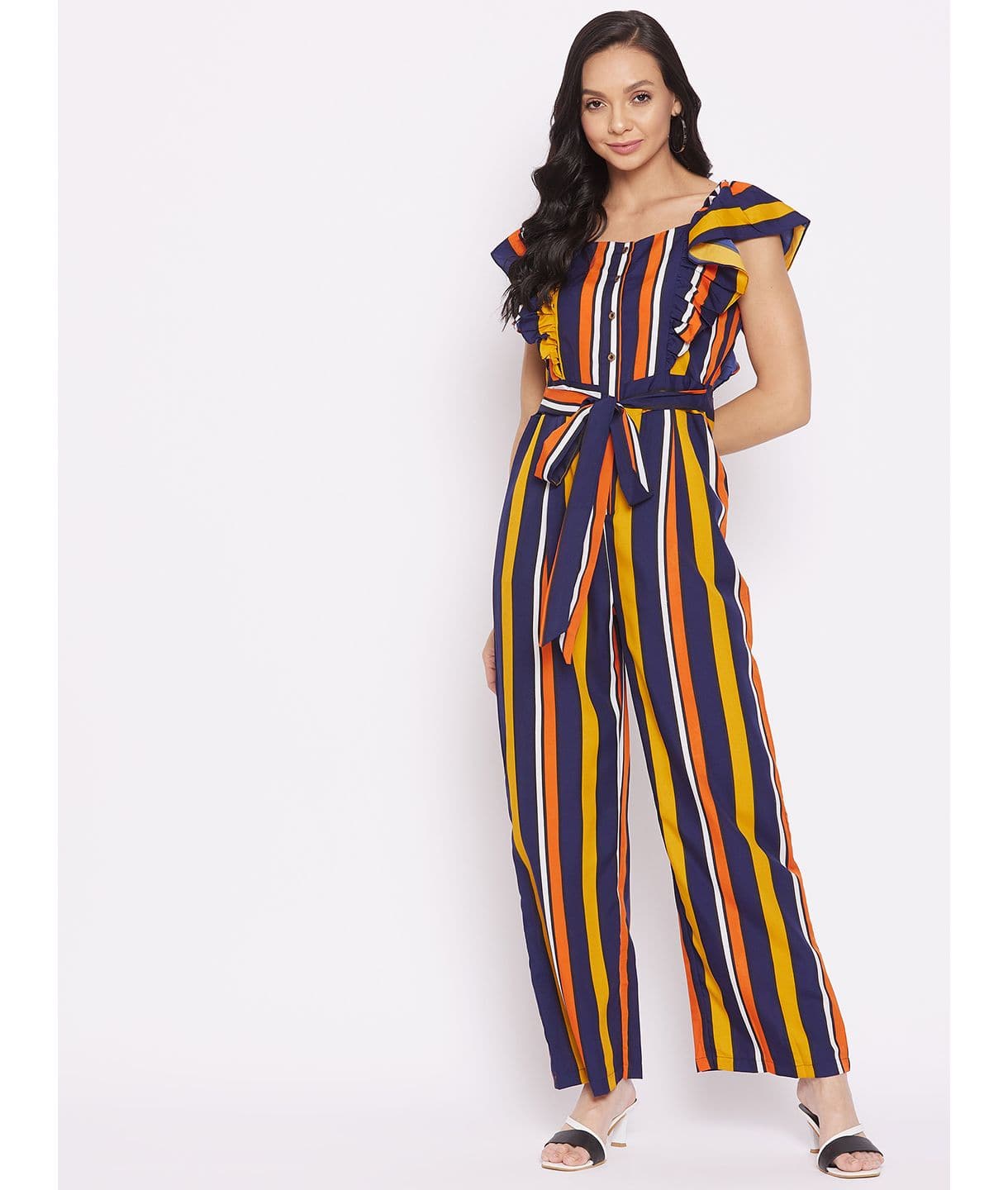Short Ruffle Sleeved Jumpsuit - Uptownie