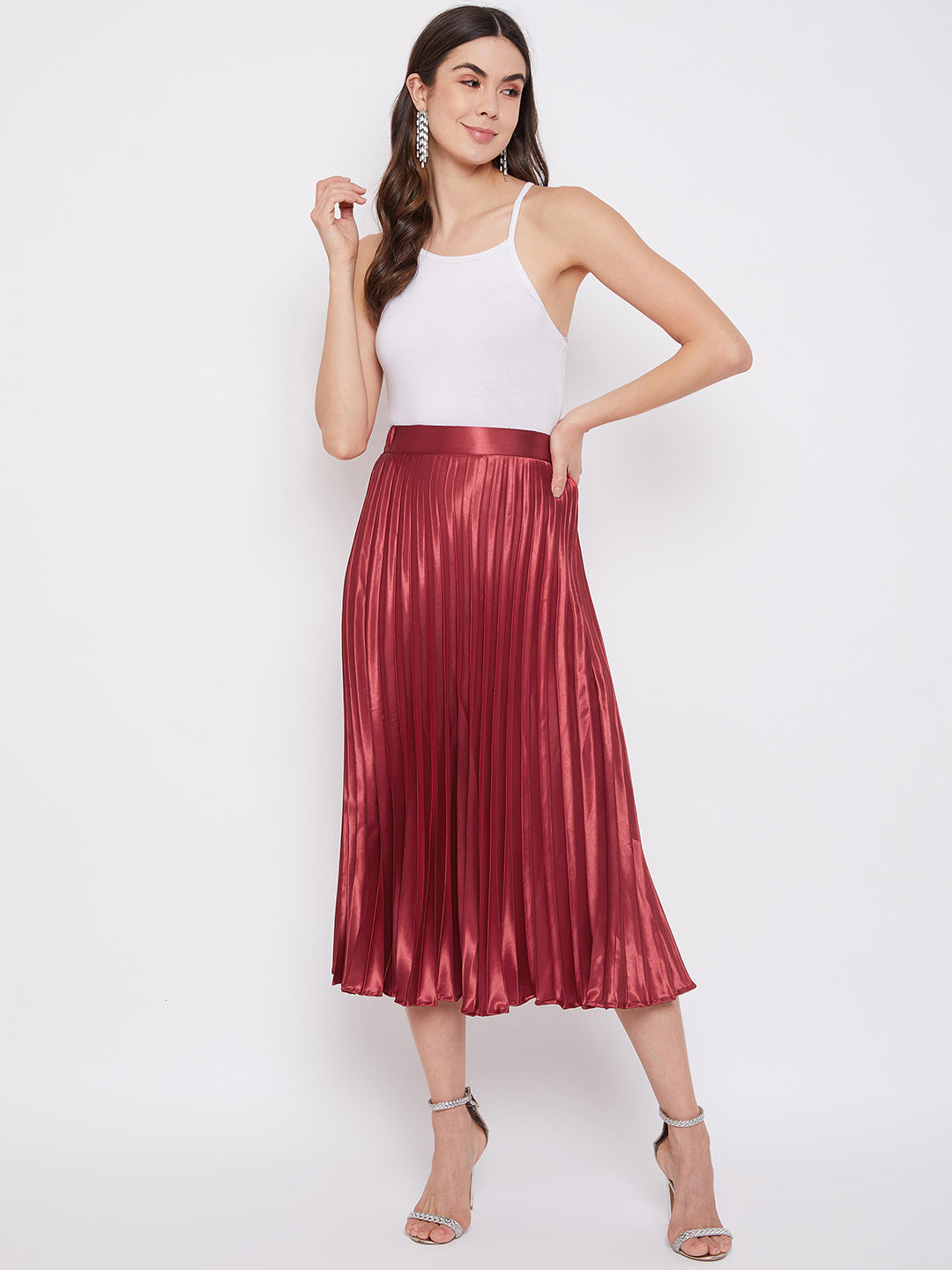 Pleated Midi Skirt - Uptownie