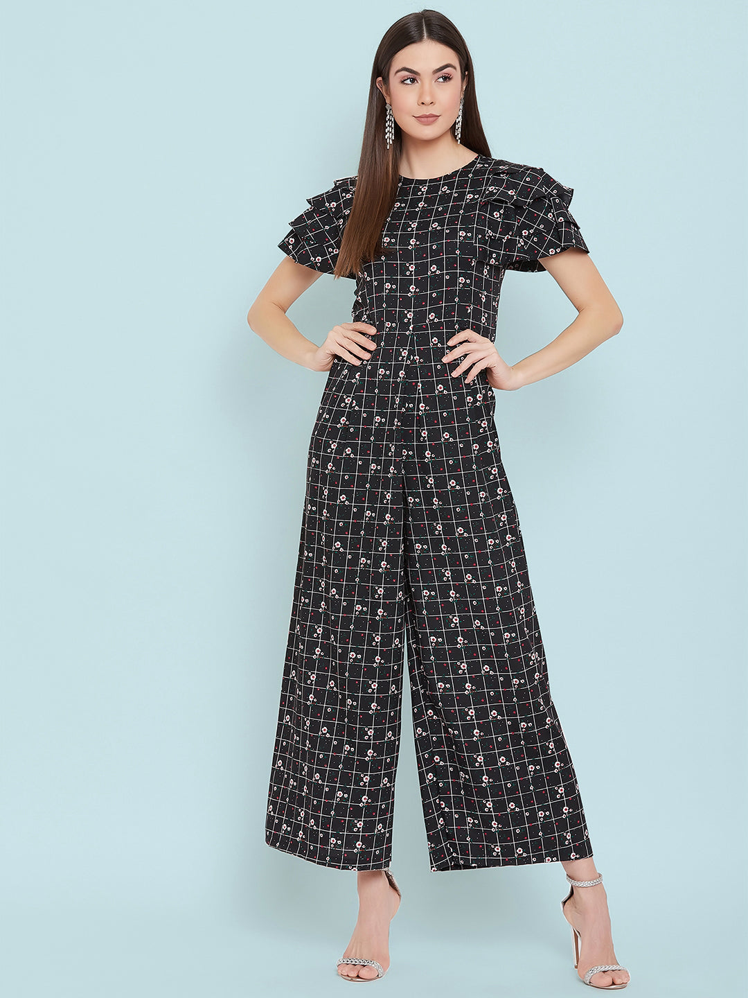 Relaxed Fit Ruffled Sleeve Jumpsuit - Uptownie