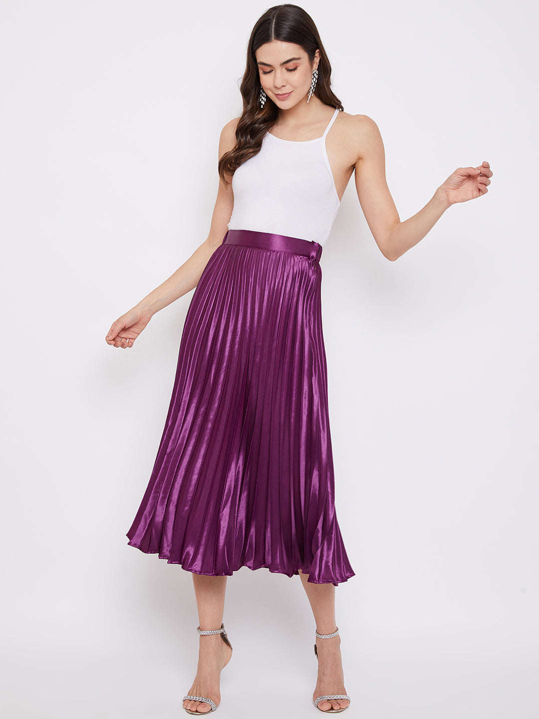 Pleated Midi Skirt - Uptownie