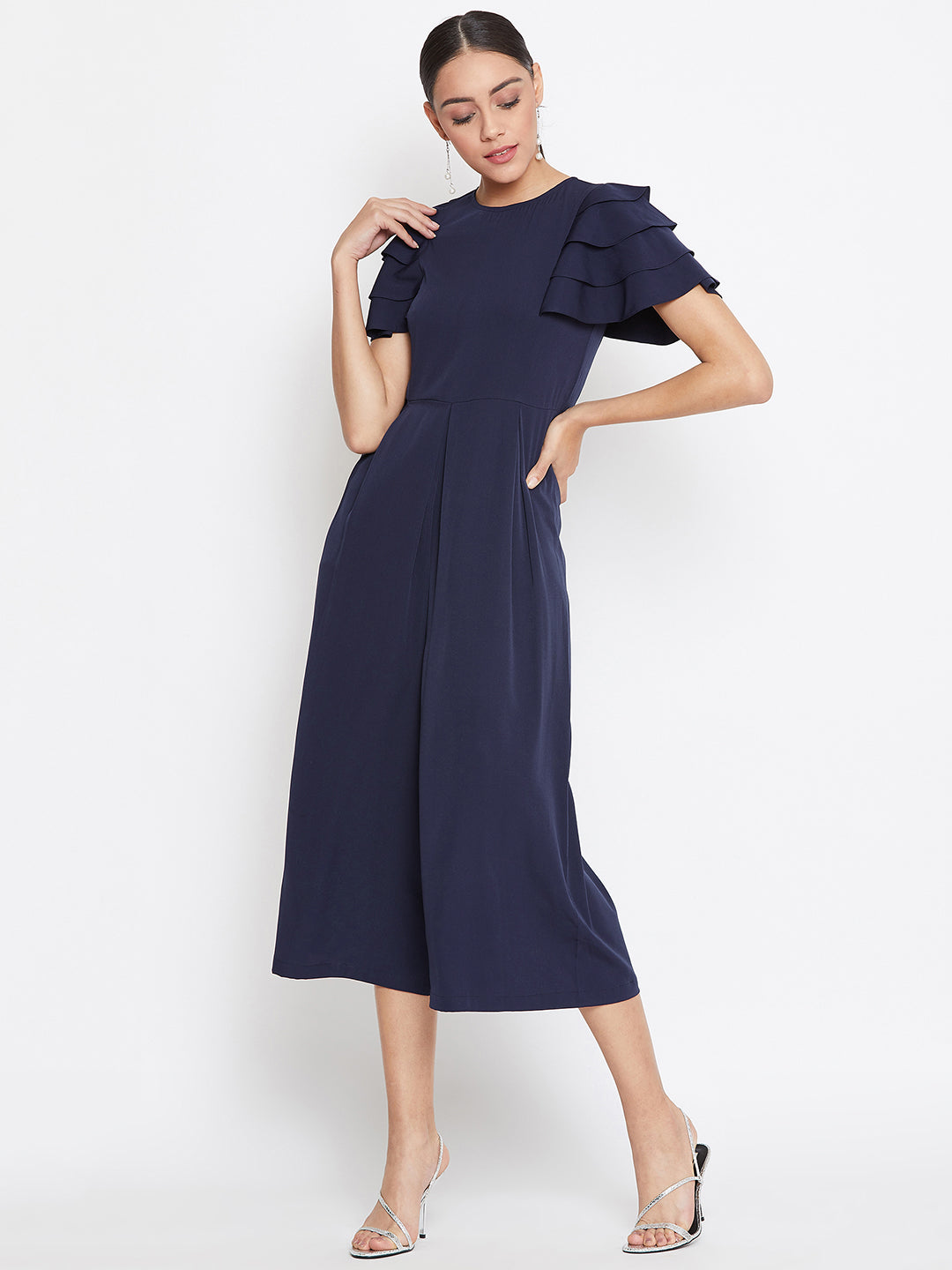 Culotte Ruffled Sleeve Jumpsuit - Uptownie