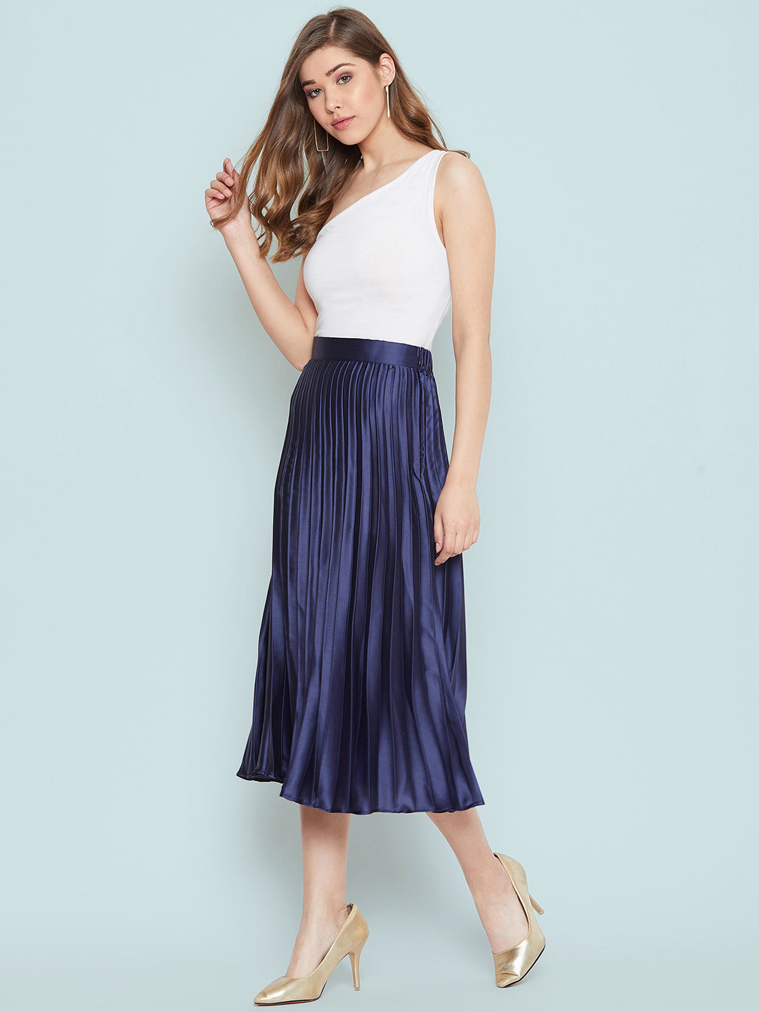 Pleated Midi Skirt - Uptownie