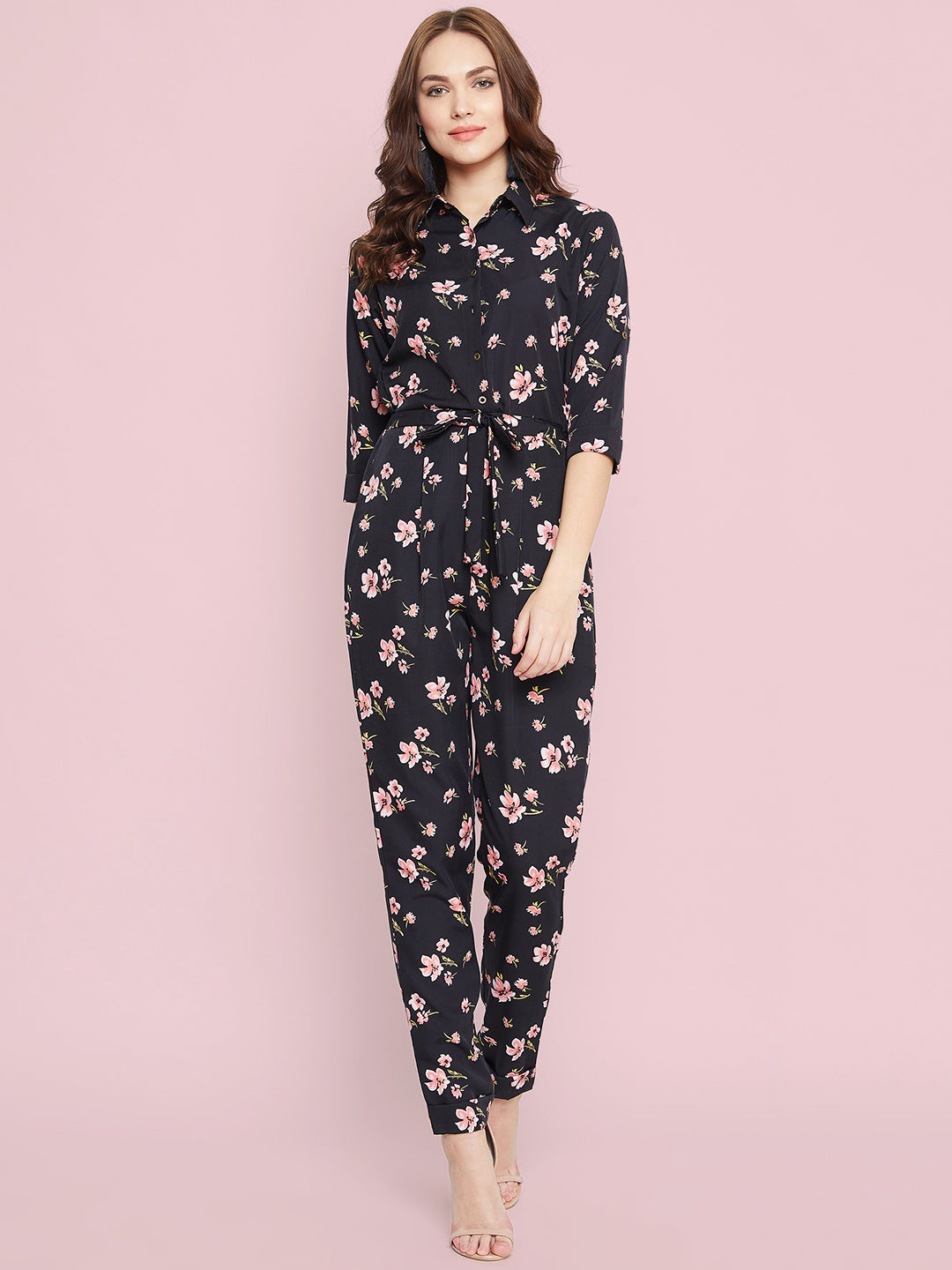 Floral Roll Up Jumpsuit - Uptownie