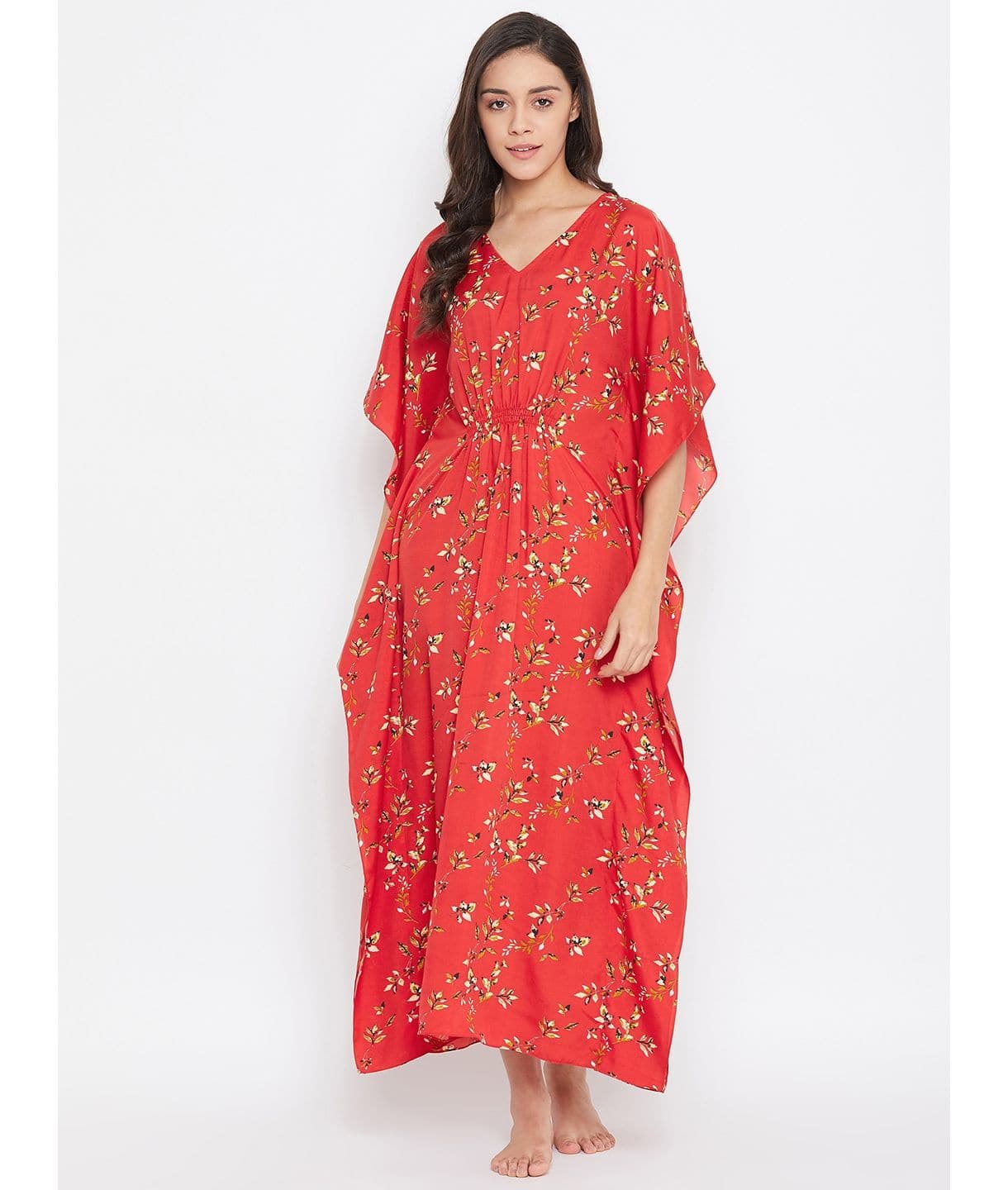 Plus Comfortable Black Printed Kaftan/Nightie - Uptownie