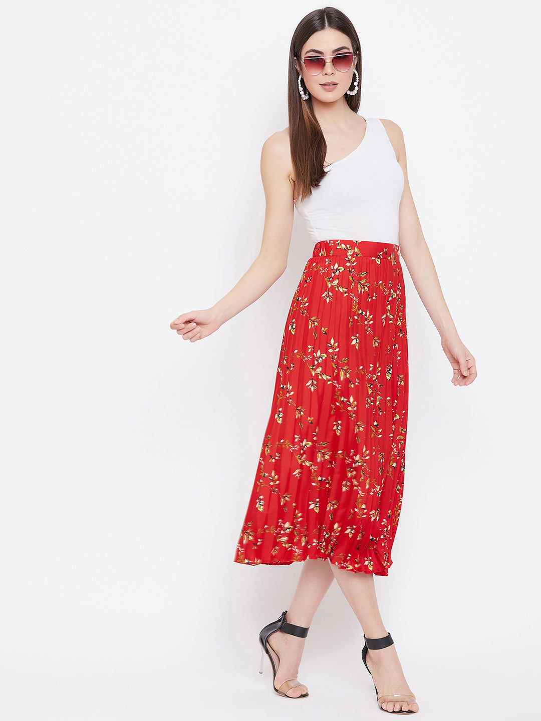 Pleated Midi Skirt - Uptownie