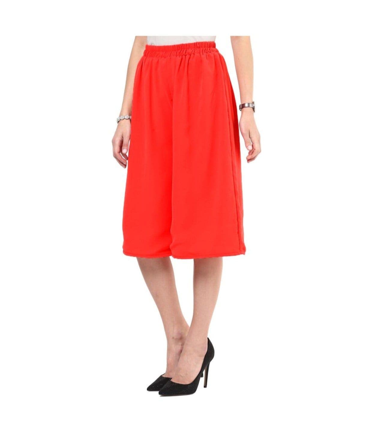 Red Georgette Adjustable Culottes - Uptownie