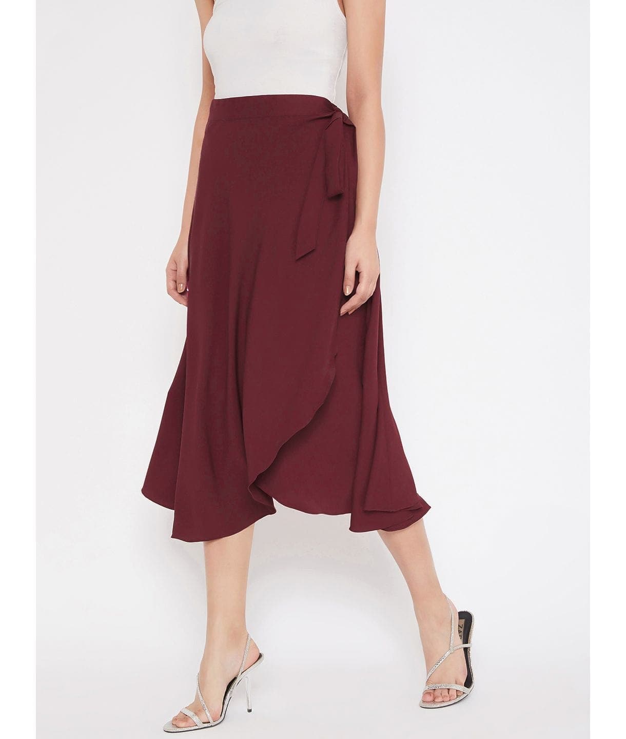 Wrap Around Tie up Midi Skirt - Uptownie