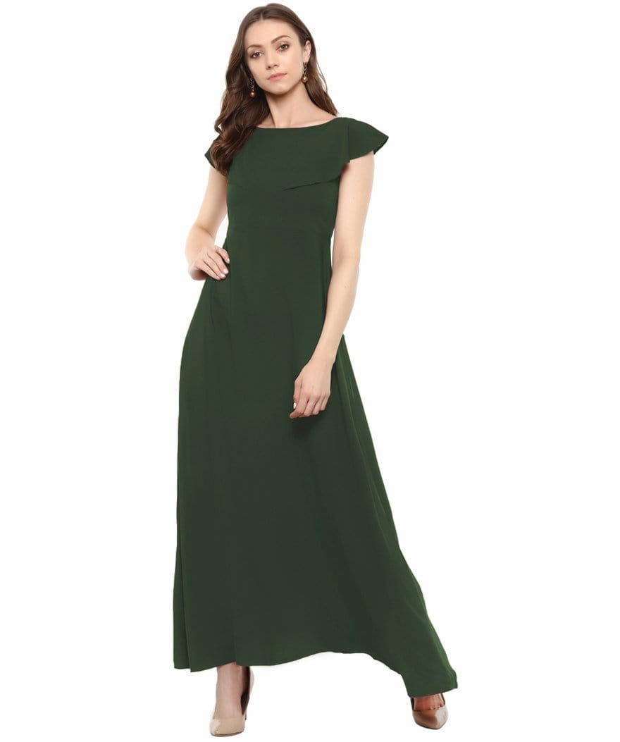 Flared Ruffle Maxi Gown - Uptownie