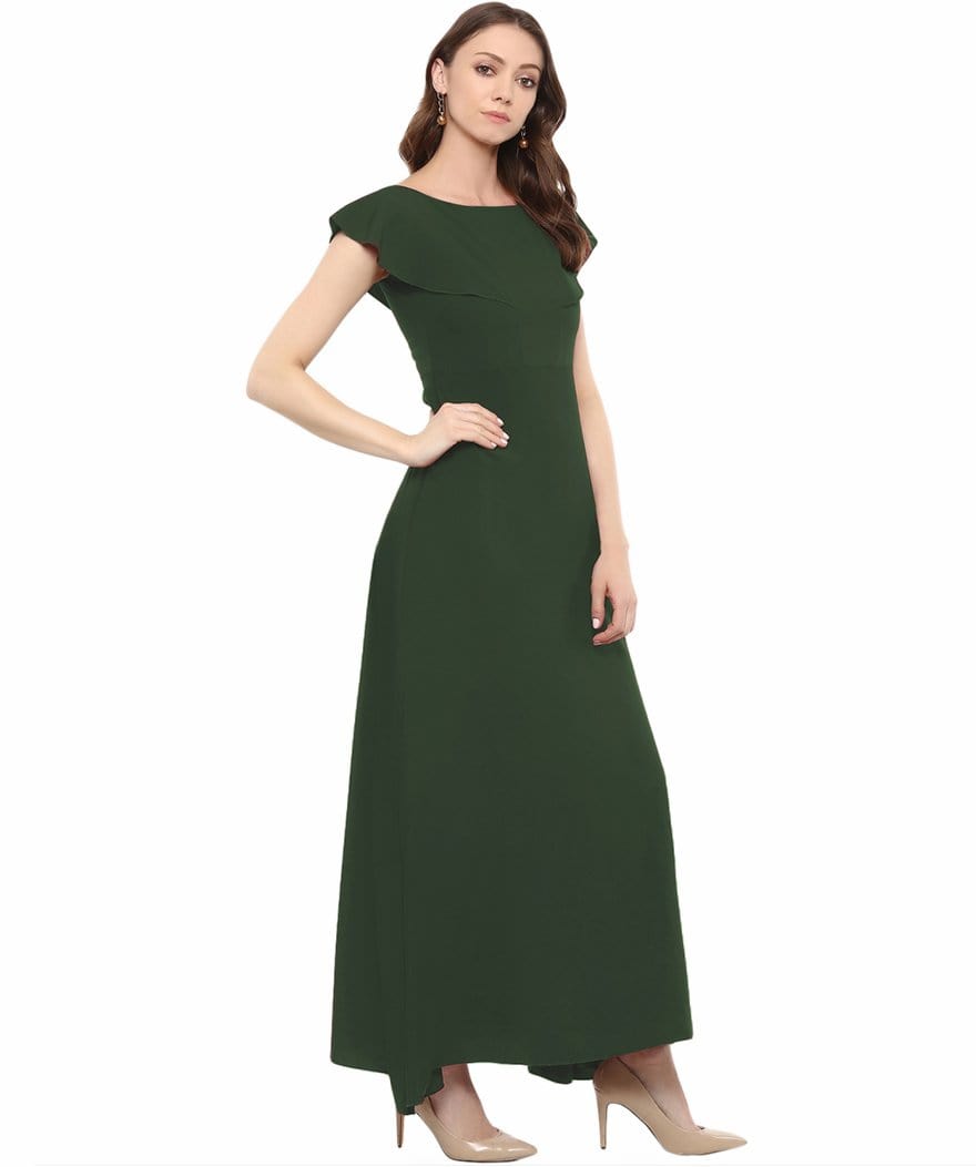 Flared Ruffle Maxi Gown - Uptownie