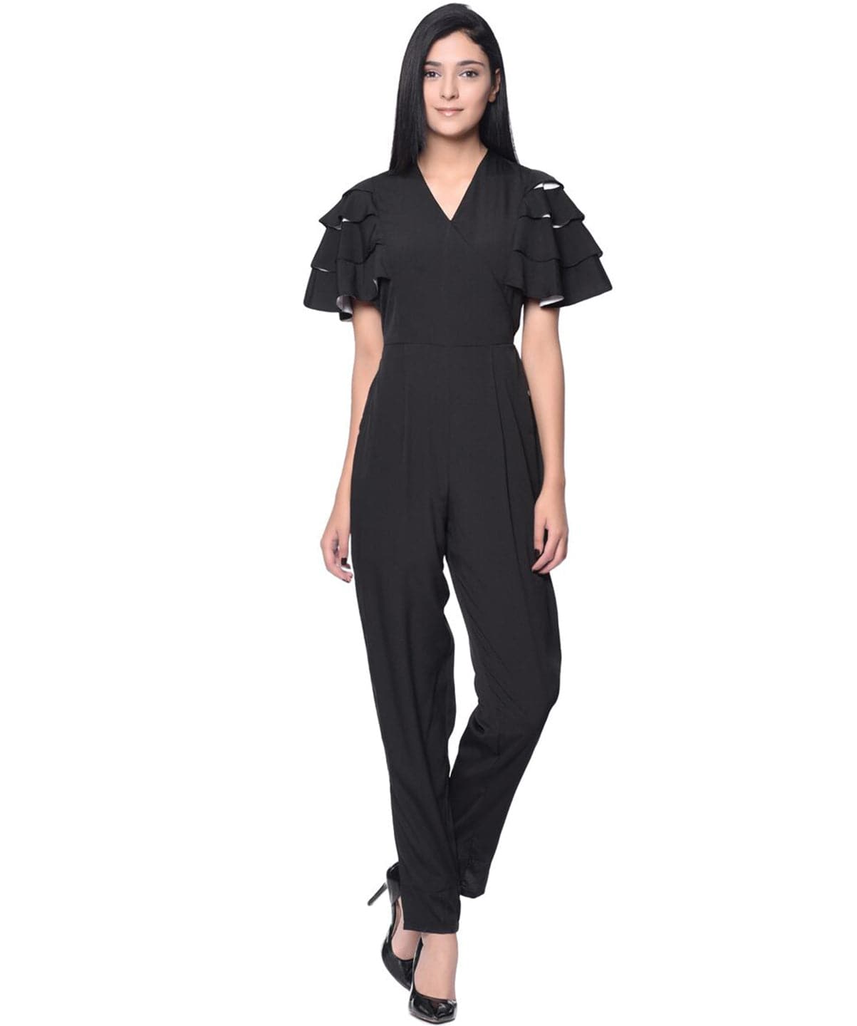 Plus Black Contrast Lining Jumpsuit - Uptownie