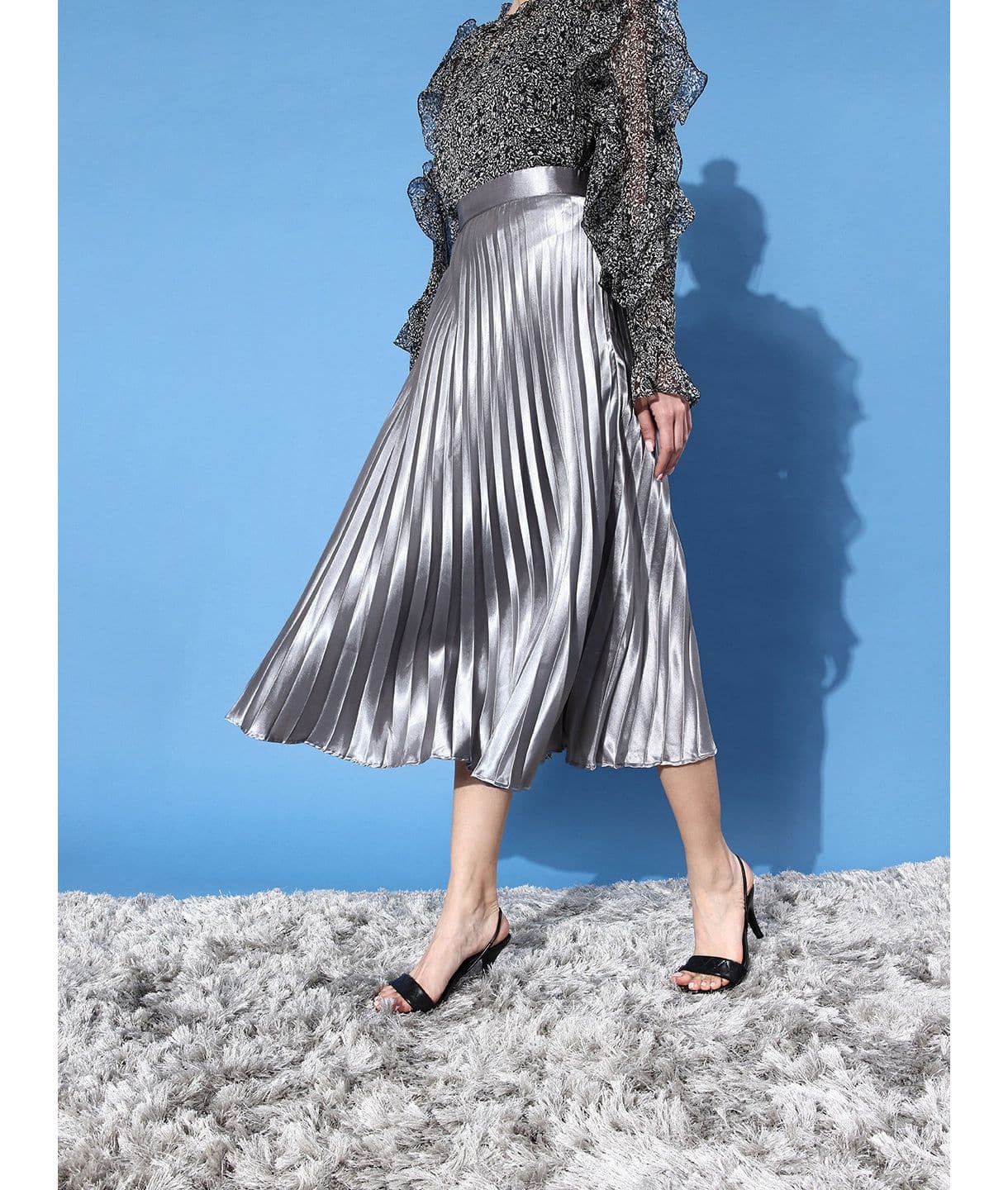 Pleated Midi Skirt - Uptownie