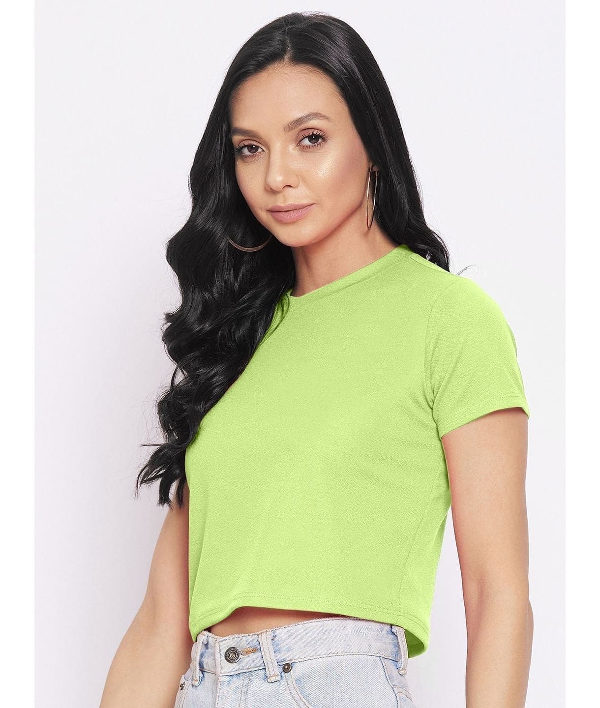 Plus Solid Cotton Crop Top - Uptownie