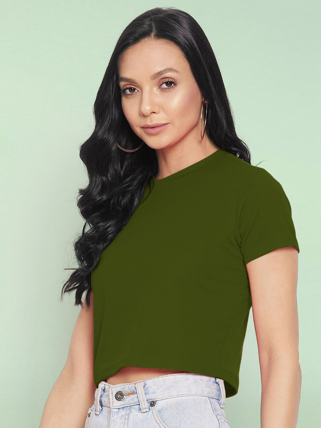 Solid Cotton Stretchable Crop Top - Uptownie