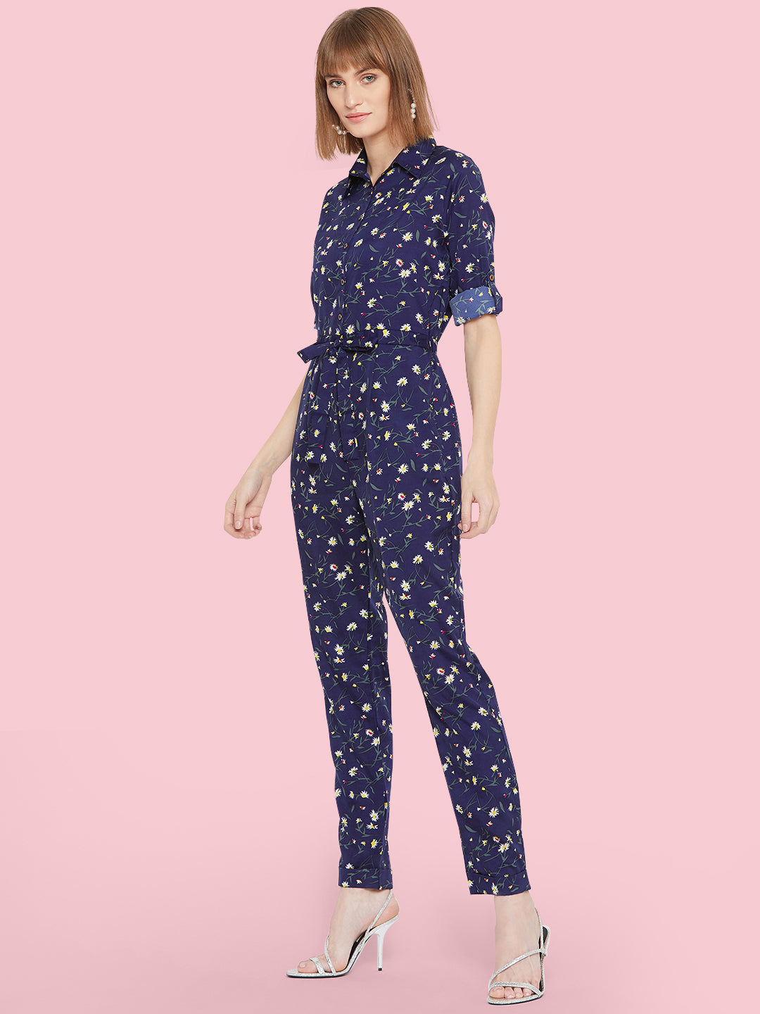 Floral Roll Up Jumpsuit - Uptownie