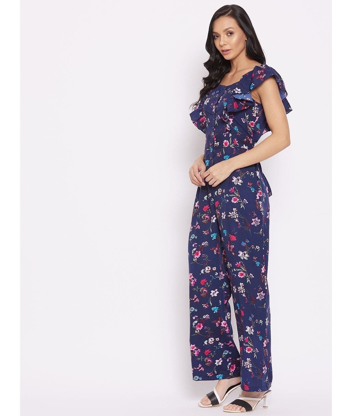 Plus Printed Short Ruffle Sleeved Jumpsuit - Uptownie