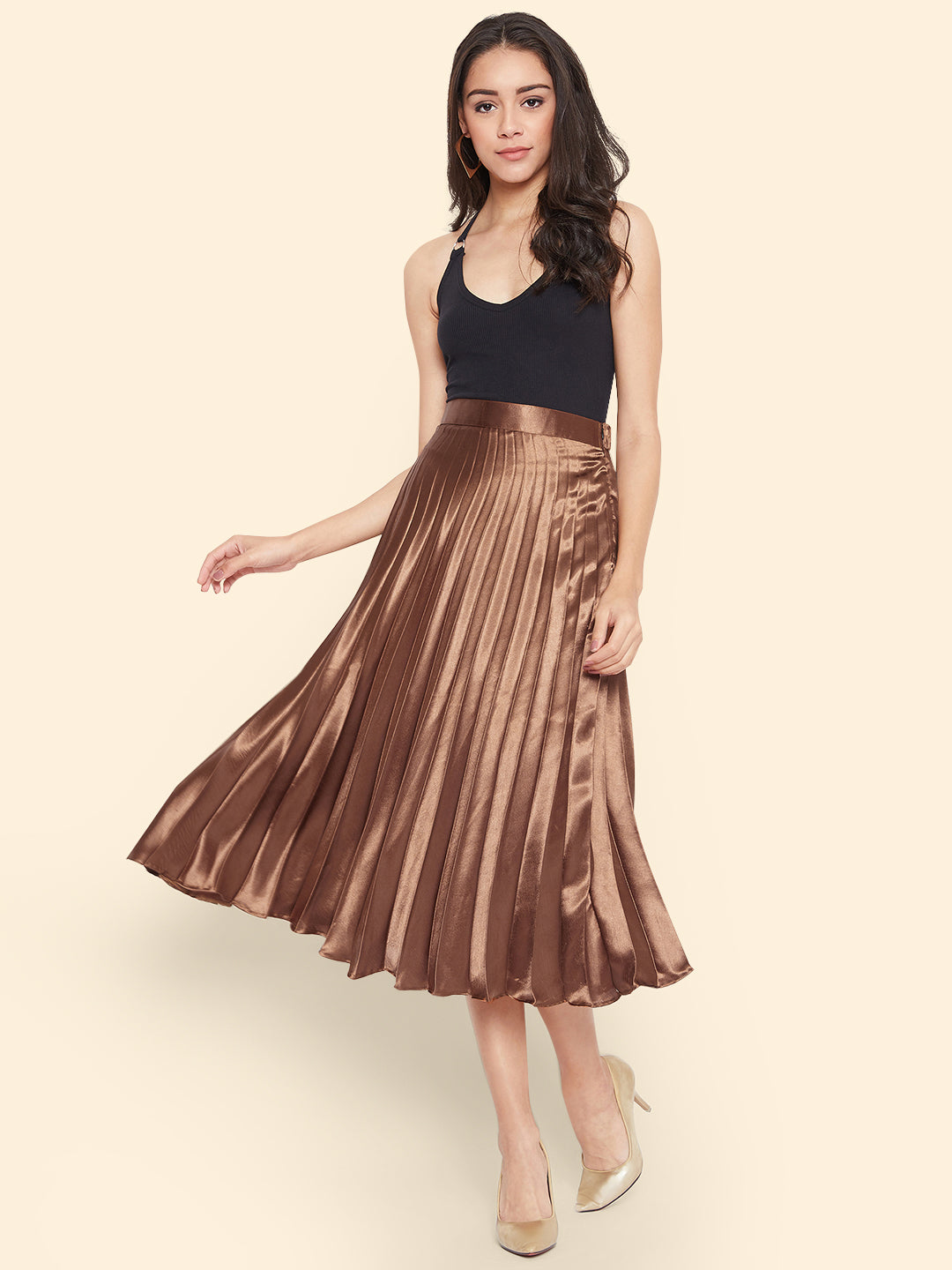 Pleated Midi Skirt - Uptownie