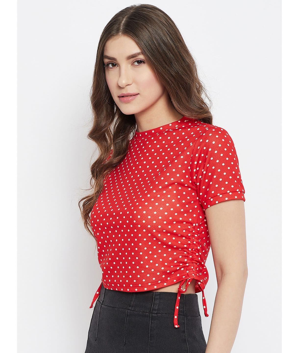 Cotton Stretchable Side Drawstring Crop Top - Uptownie