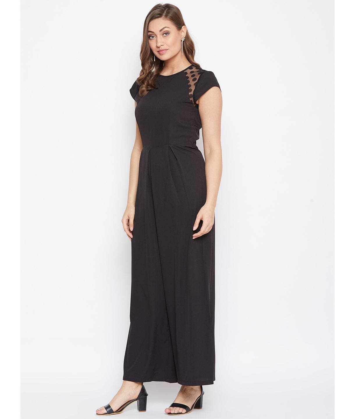Lace Sleeve Full Length Jumpsuit - Uptownie