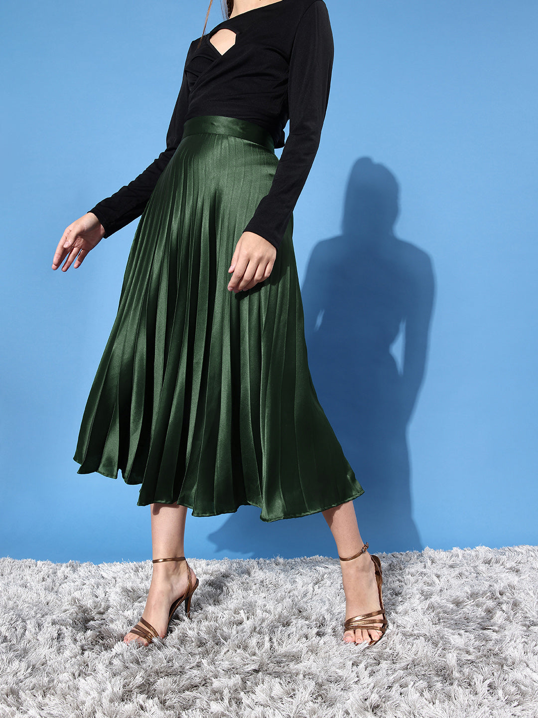 Pleated Midi Skirt - Uptownie