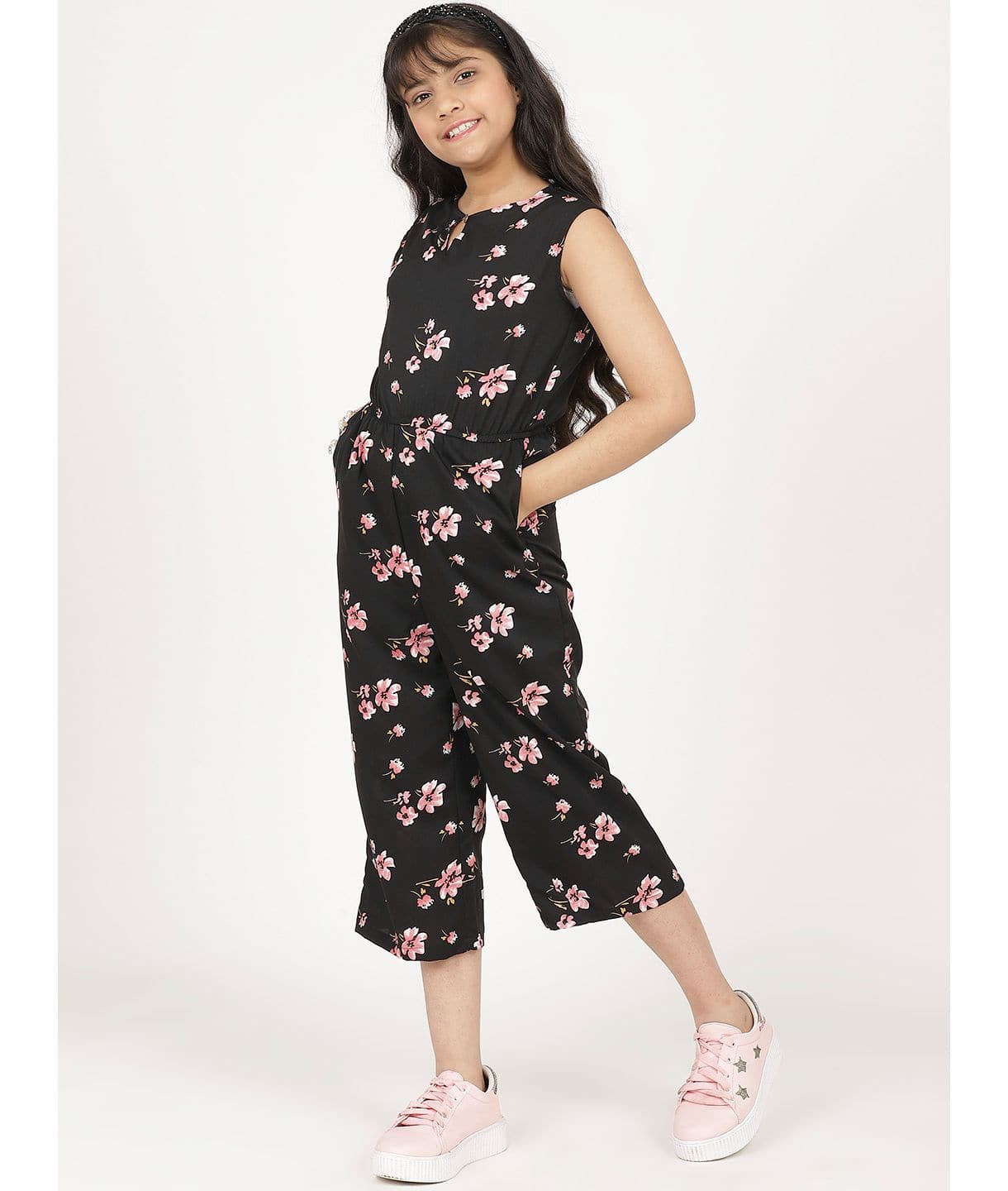 Elasticated key-hole Jumpsuit for Girls - Uptownie