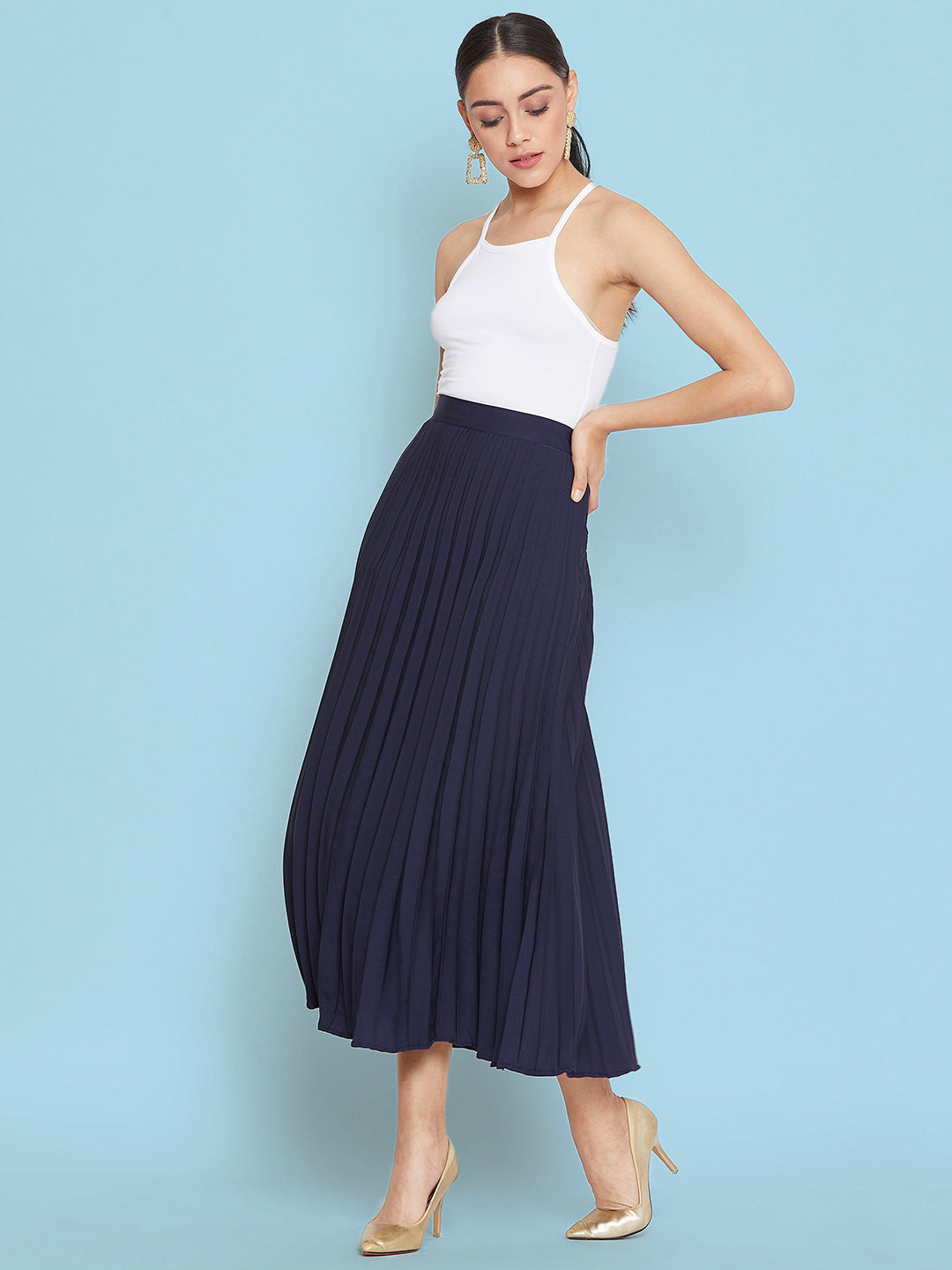 Pleated Midi Skirt - Uptownie